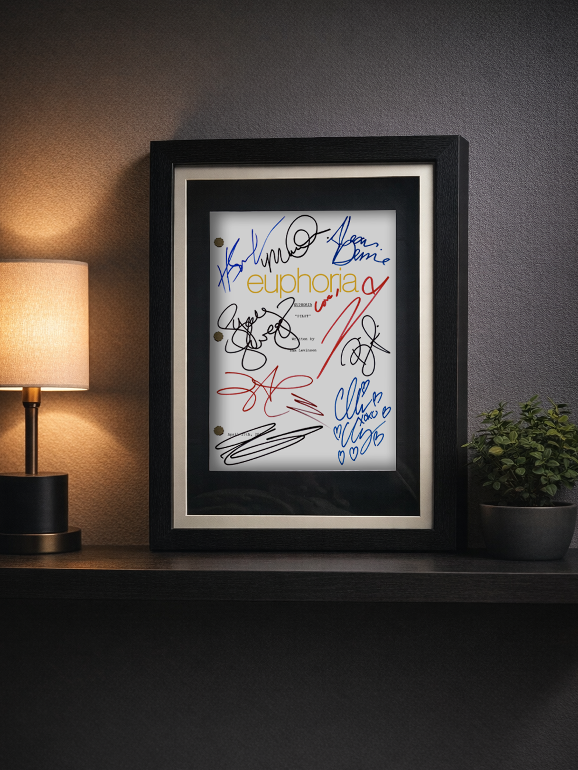 Euphoria Signed TV Show Pilot Script with Jacob Elordi, Sydney Sweeney, Zendaya Autographs