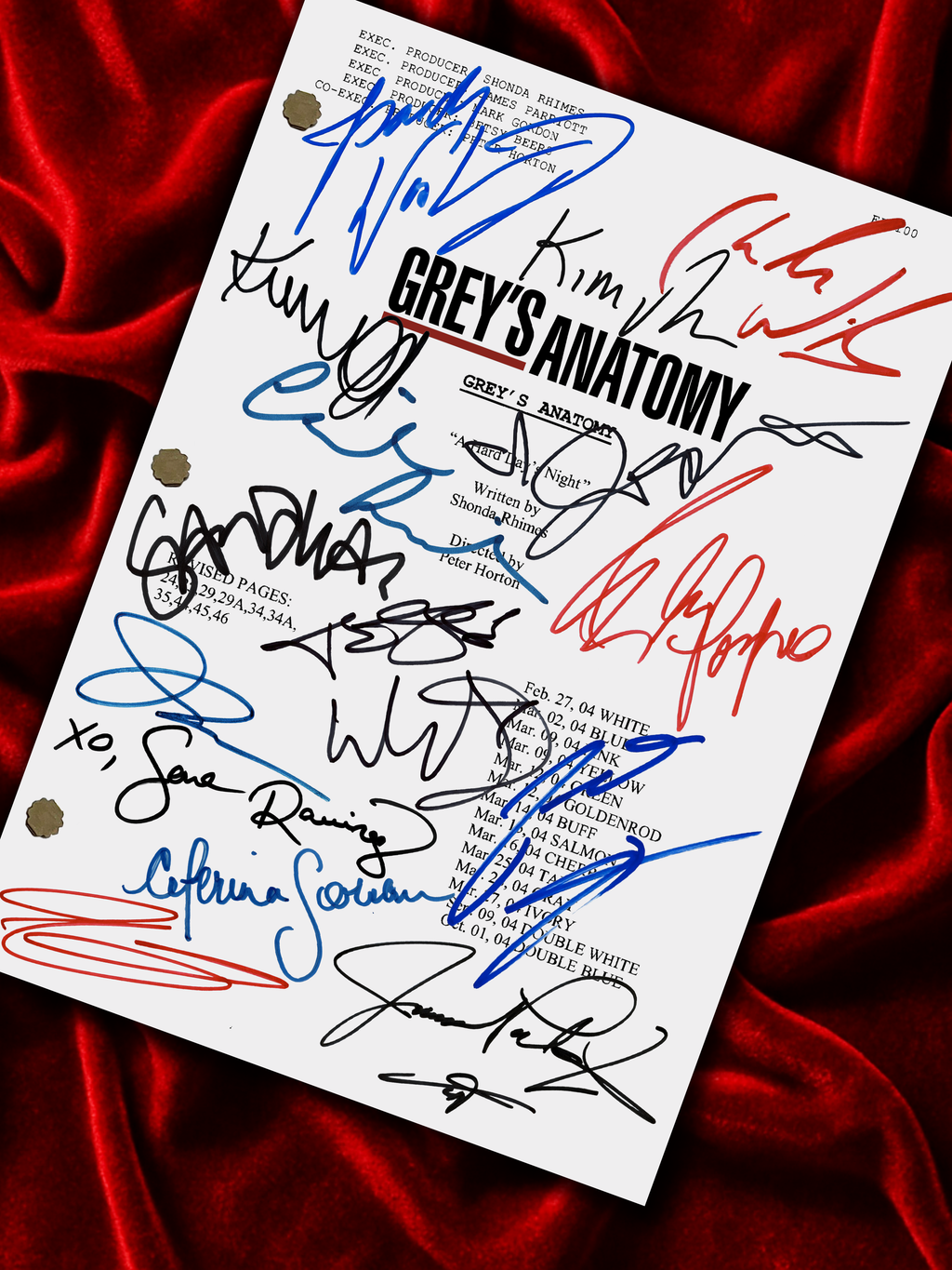 Greys Anatomy Signed TV Pilot Script, Full Screenplay Reproduction