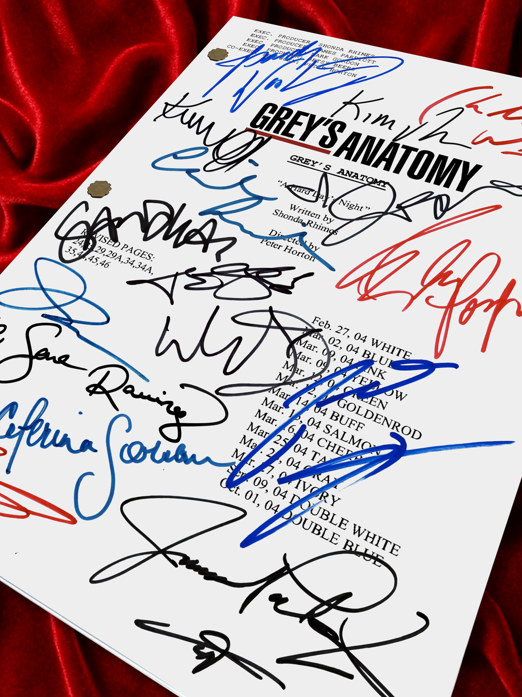 Greys Anatomy Signed TV Pilot Script, Full Screenplay Reproduction