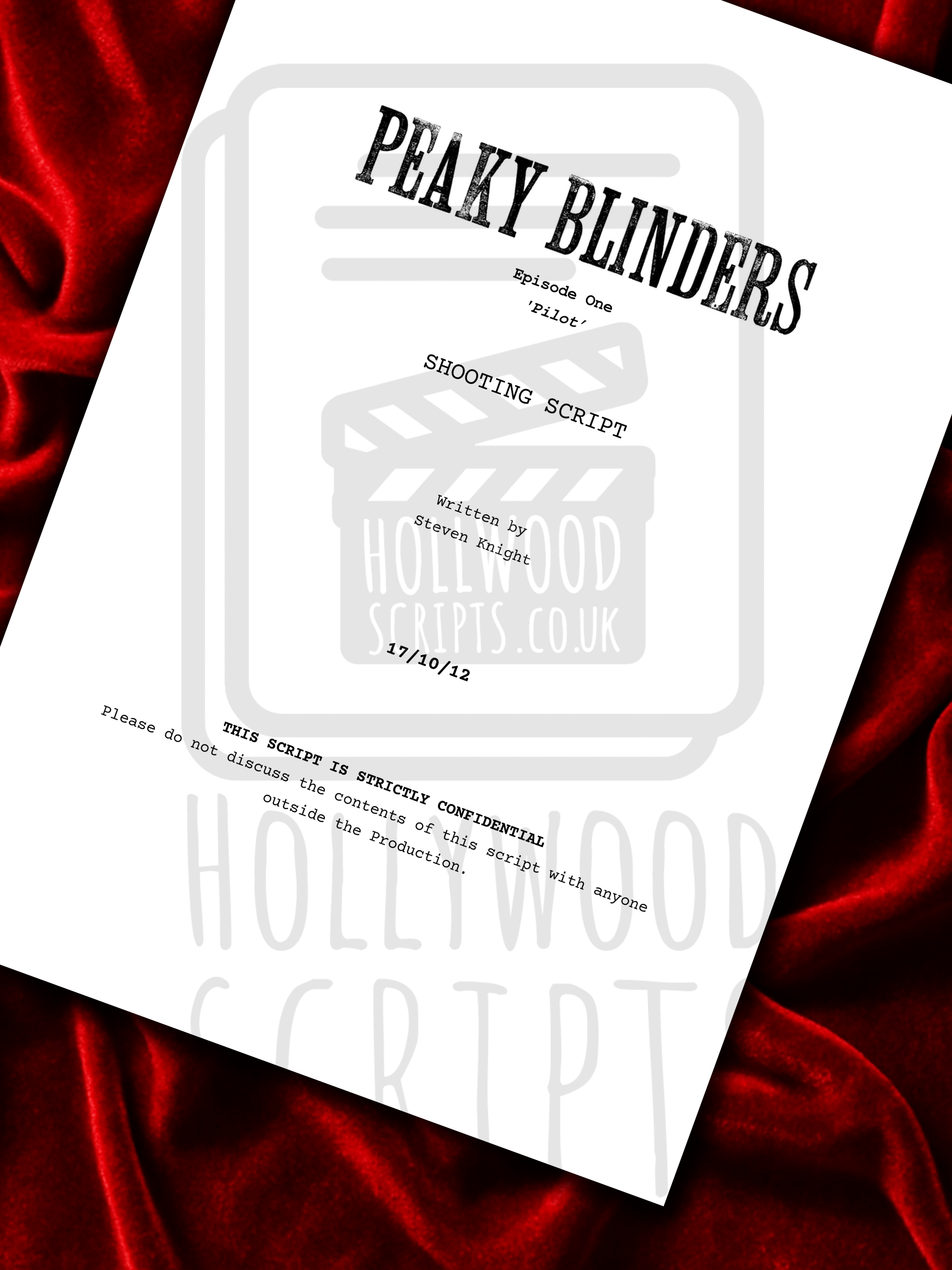 Peaky Blinders Signed Pilot TV Script with Cillian Murphy Autograph