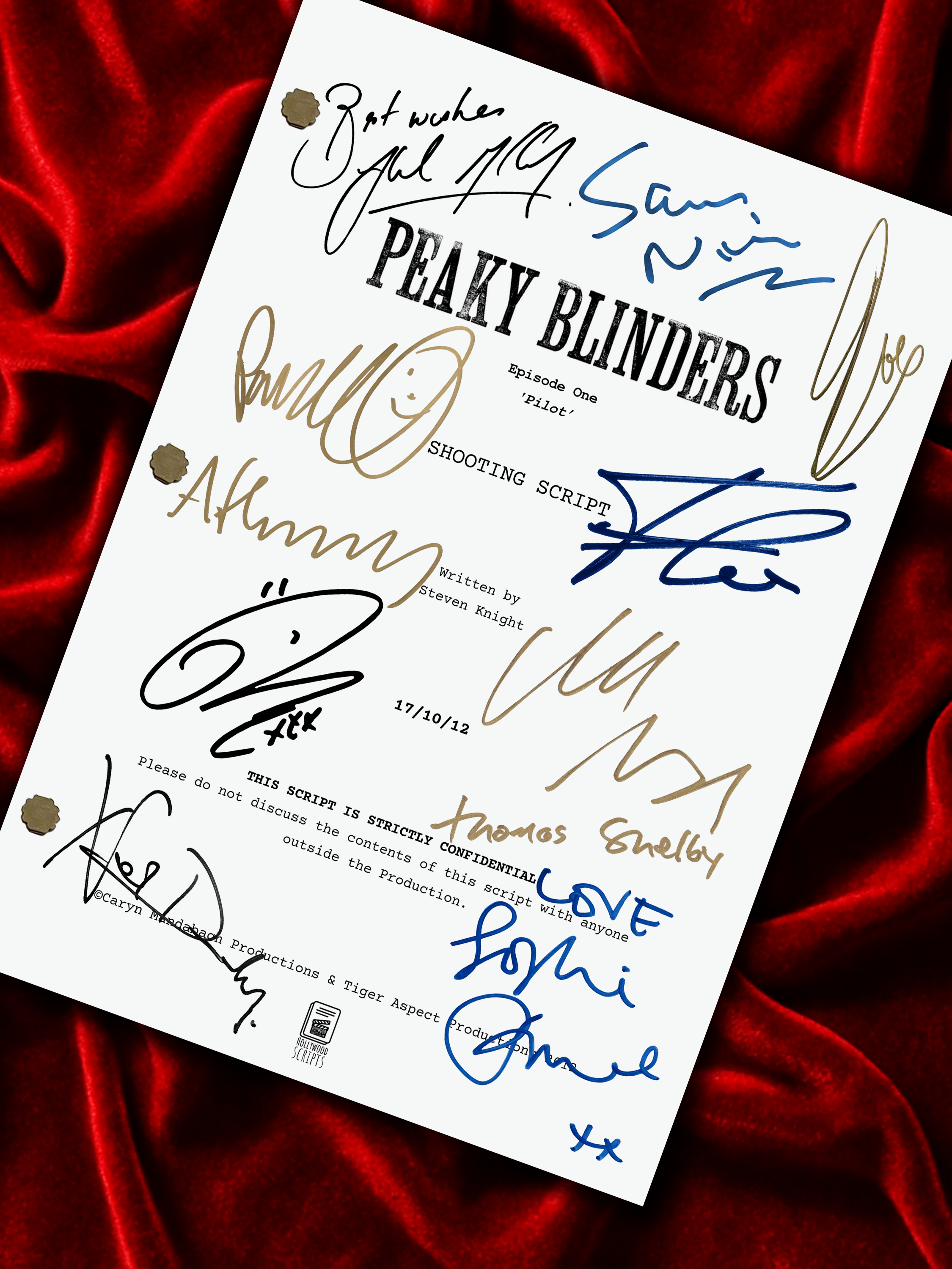Peaky Blinders Signed Pilot TV Script with Cillian Murphy Autograph