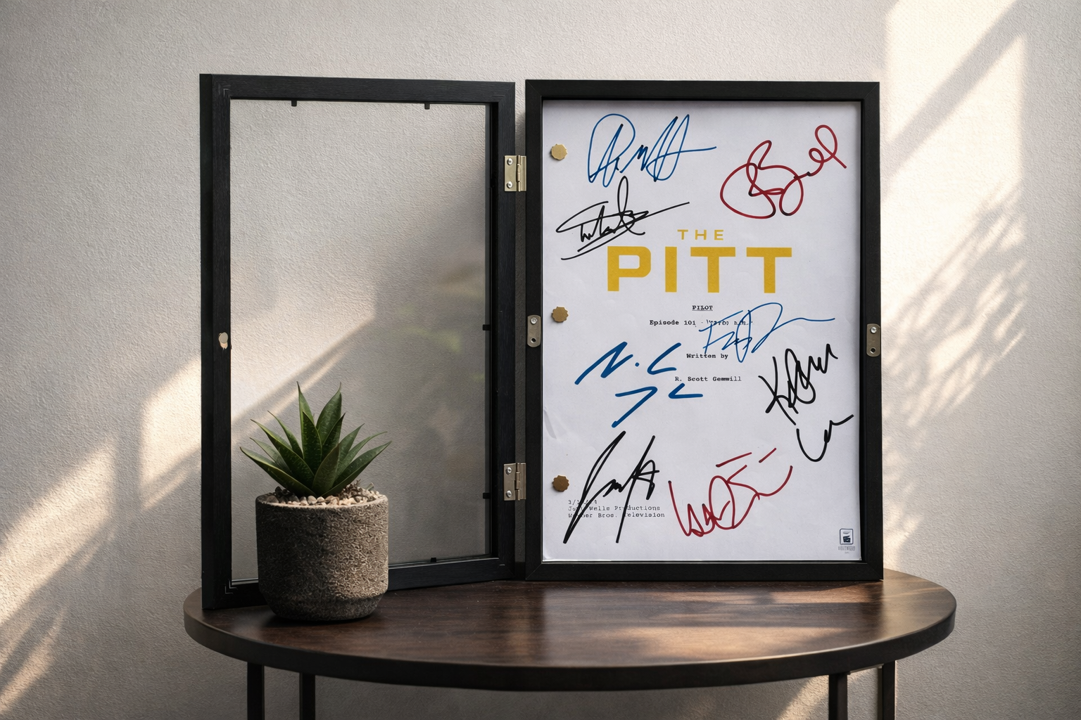 The Pitt Signed TV Pilot Script, Full Screenplay Framed Reproduction + Cast Autographs with Noah Wyle Autograph