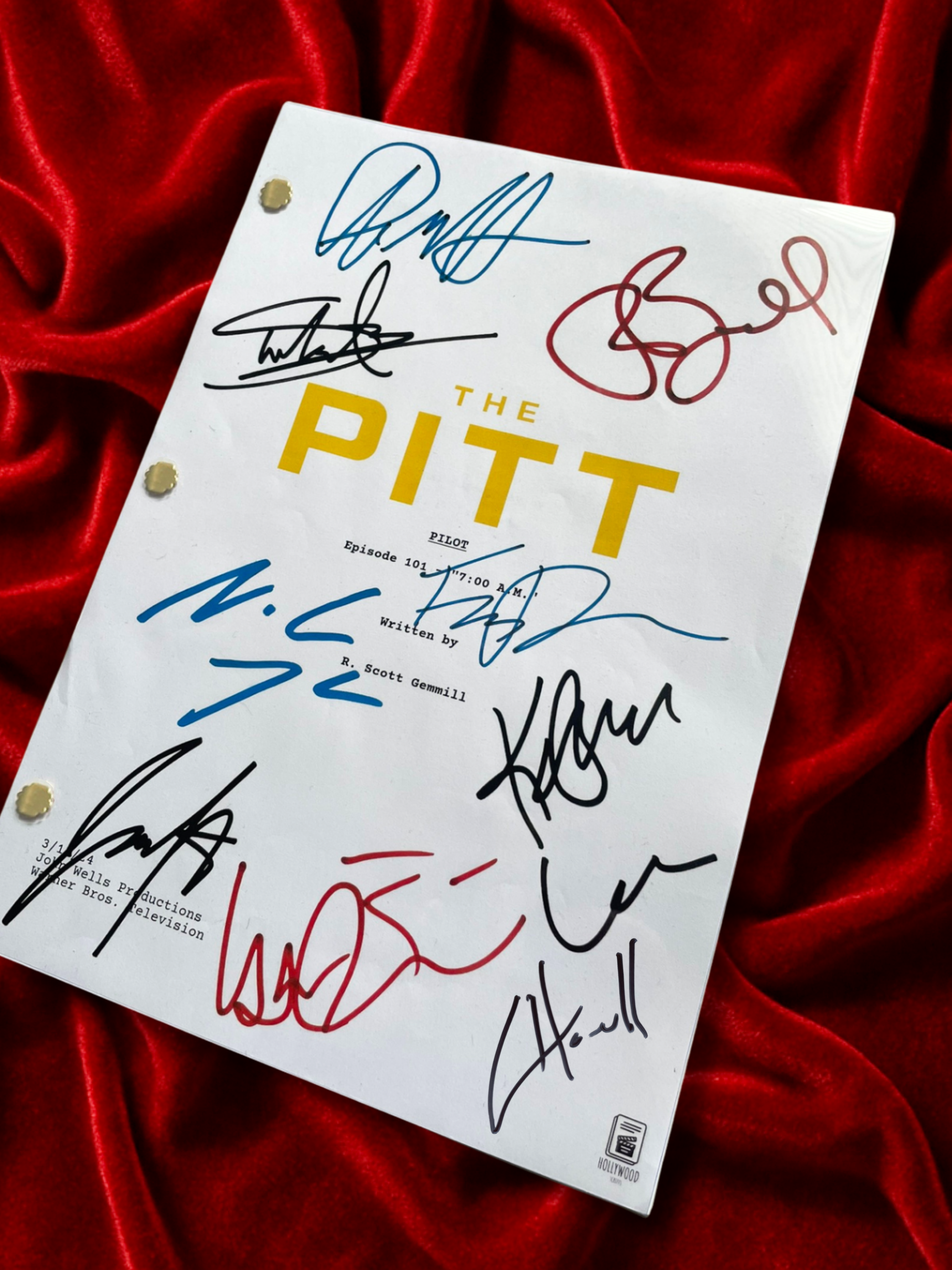 The Pitt Signed TV Pilot Script, Full Screenplay Reproduction + Cast Autographs with Noah Wyle Autograph