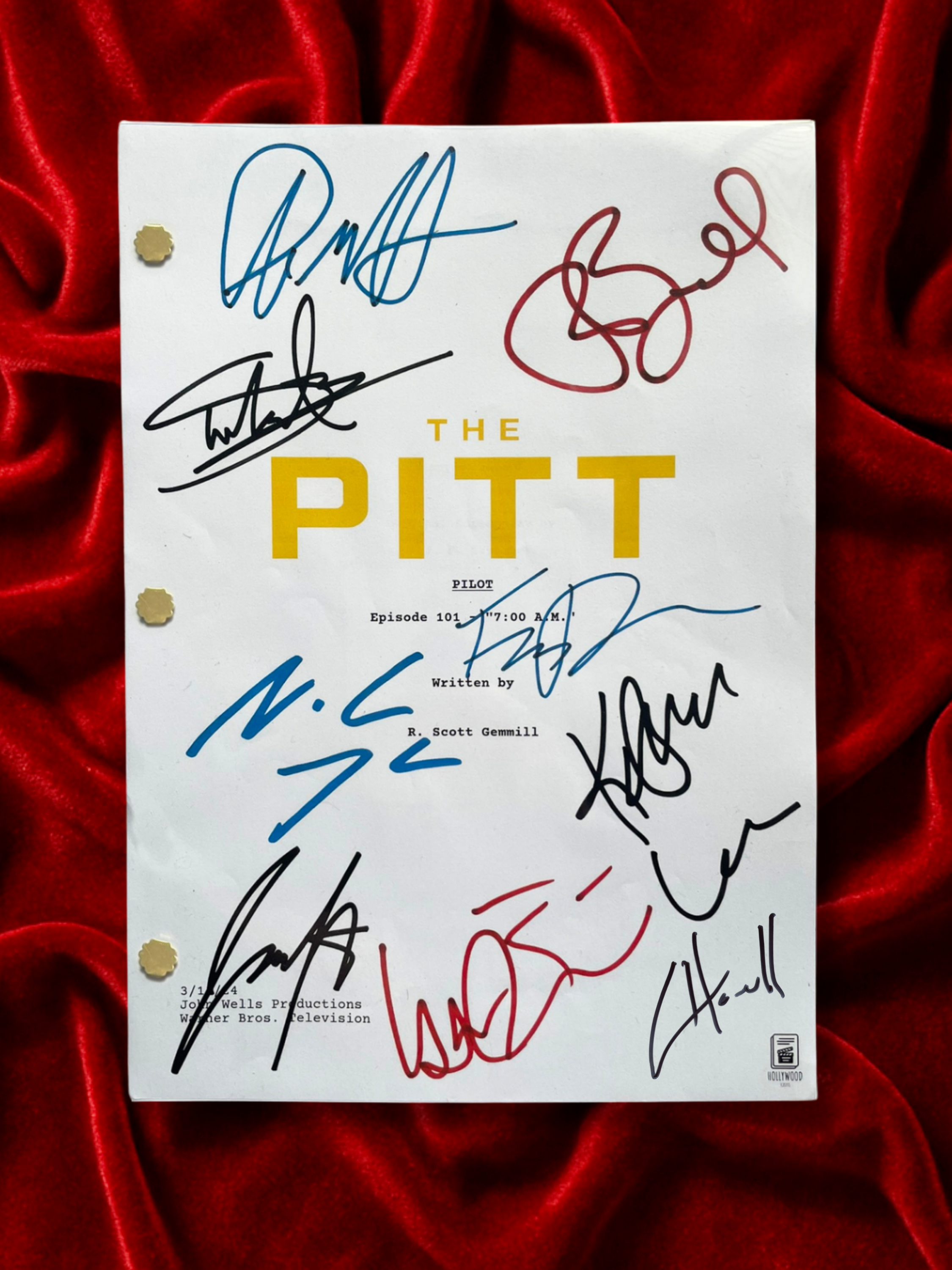 The Pitt Signed TV Pilot Script, Full Screenplay Reproduction + Cast Autographs with Noah Wyle Autograph