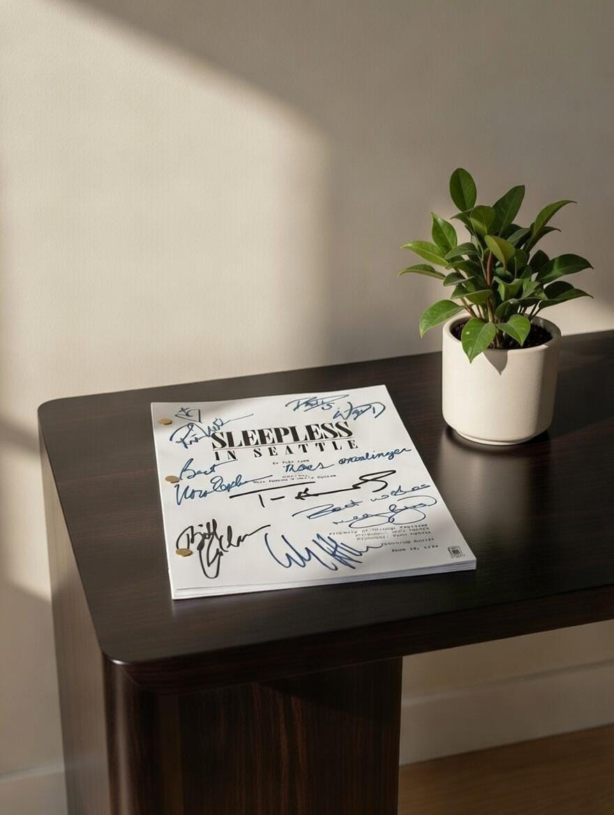 Sleepless In Seattle, Signed Movie Script, Full Screenplay Reproduction + Cast Autographs, Tom Hanks, Autograph, Memorabilia, Present