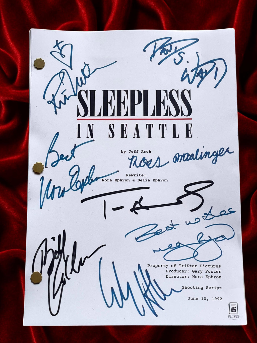 Sleepless In Seattle, Signed Movie Script, Full Screenplay Reproduction + Cast Autographs, Tom Hanks, Autograph, Memorabilia, Present