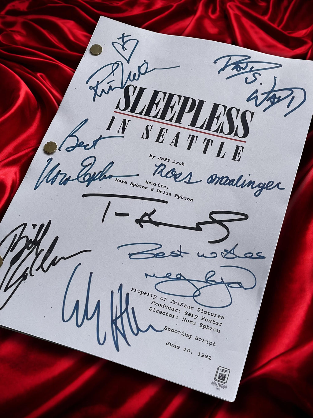 Sleepless In Seattle, Signed Movie Script, Full Screenplay Reproduction + Cast Autographs, Tom Hanks, Autograph, Memorabilia, Present