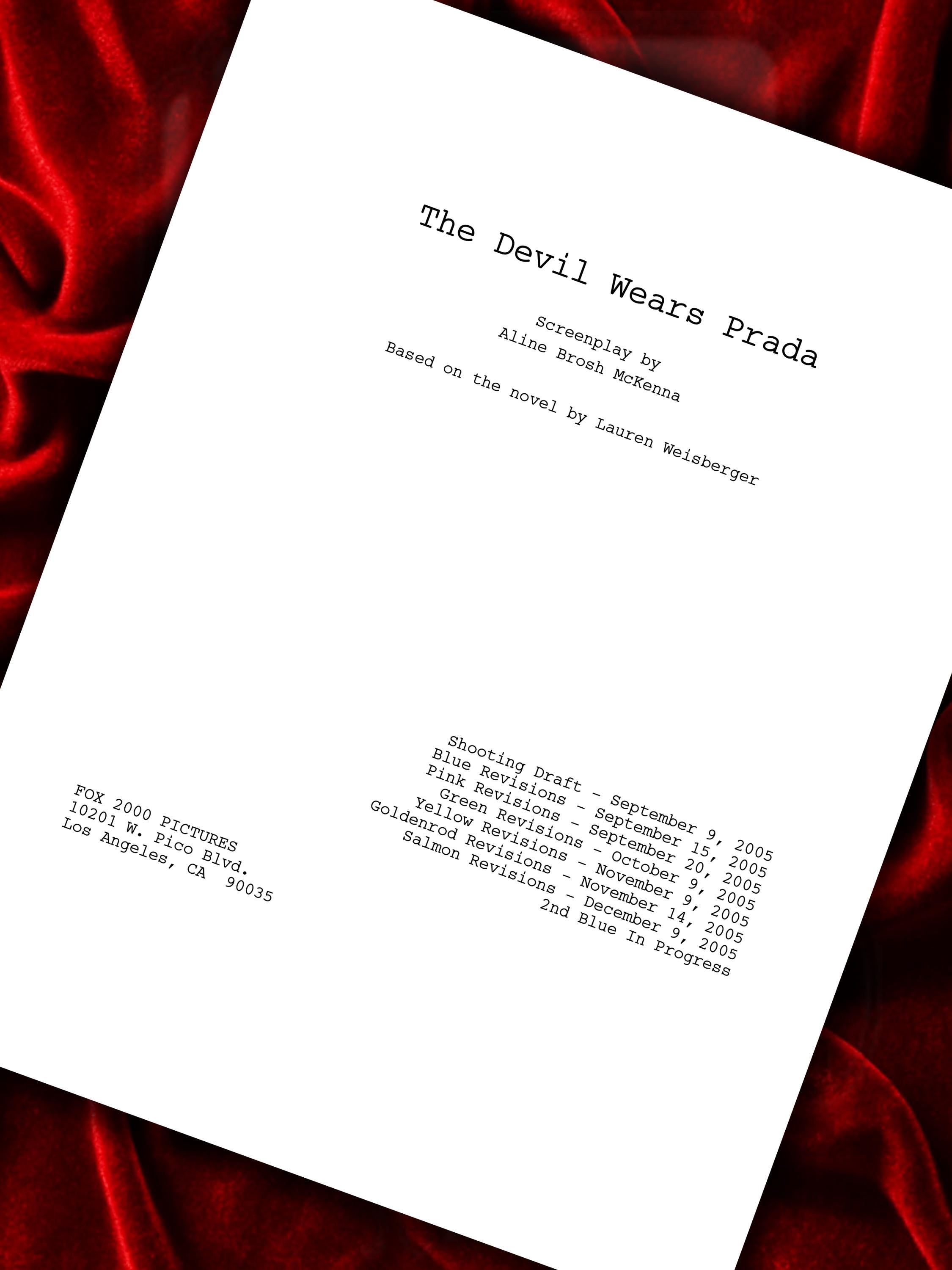 Devil Wears Prada Signed Movie Script, Full Screenplay Framed Reproduction + Cast Autographs
