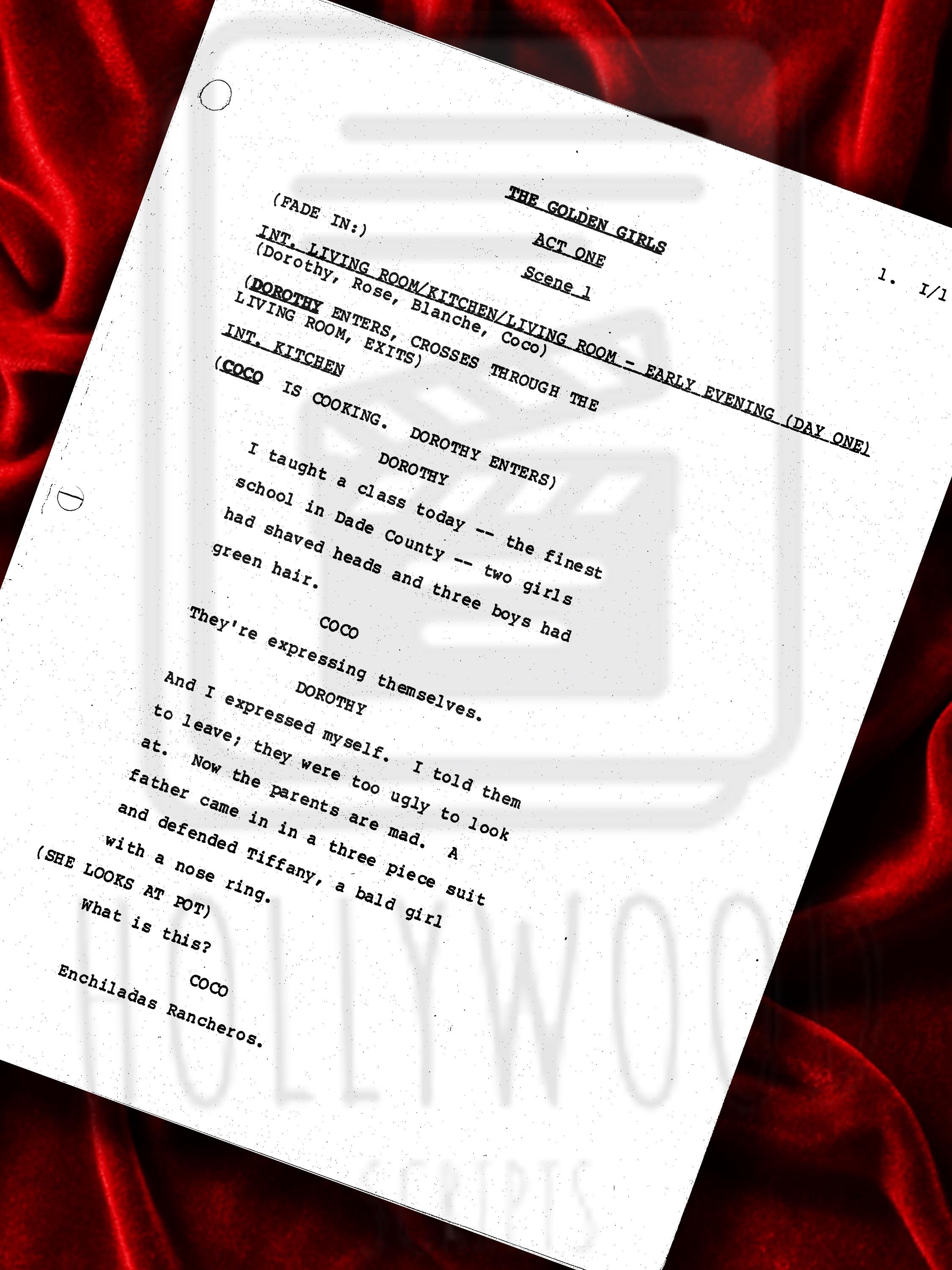 Golden Girls Signed Pilot TV Show Script with Betty White, Bea Arthur, Rue McClanahan & Estelle Getty Autographs