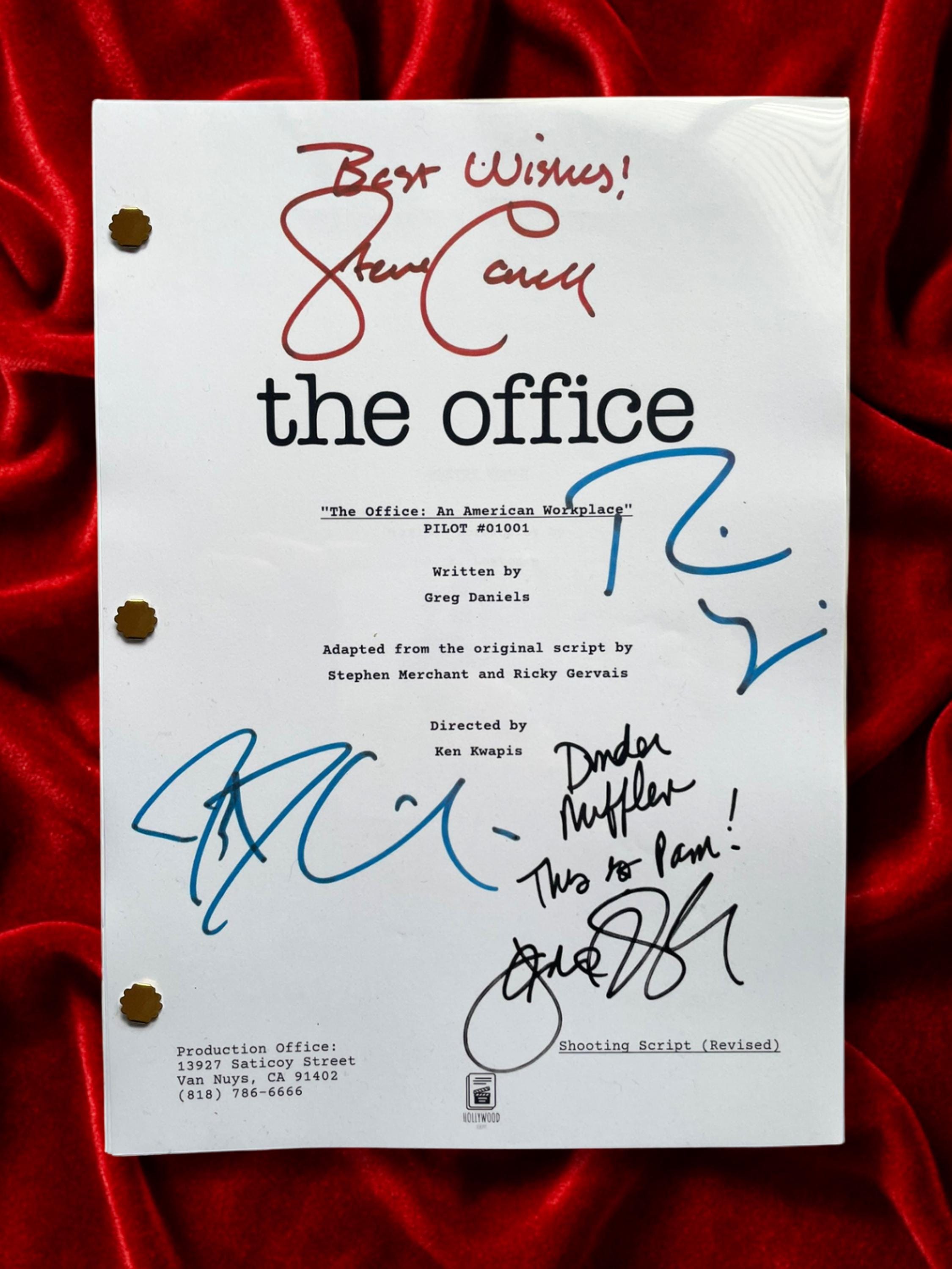 The Office US Pilot TV Show Signed Script with Steve Carell, Rainn Wilson, John Krasinski & Jenna Fischer Autographs