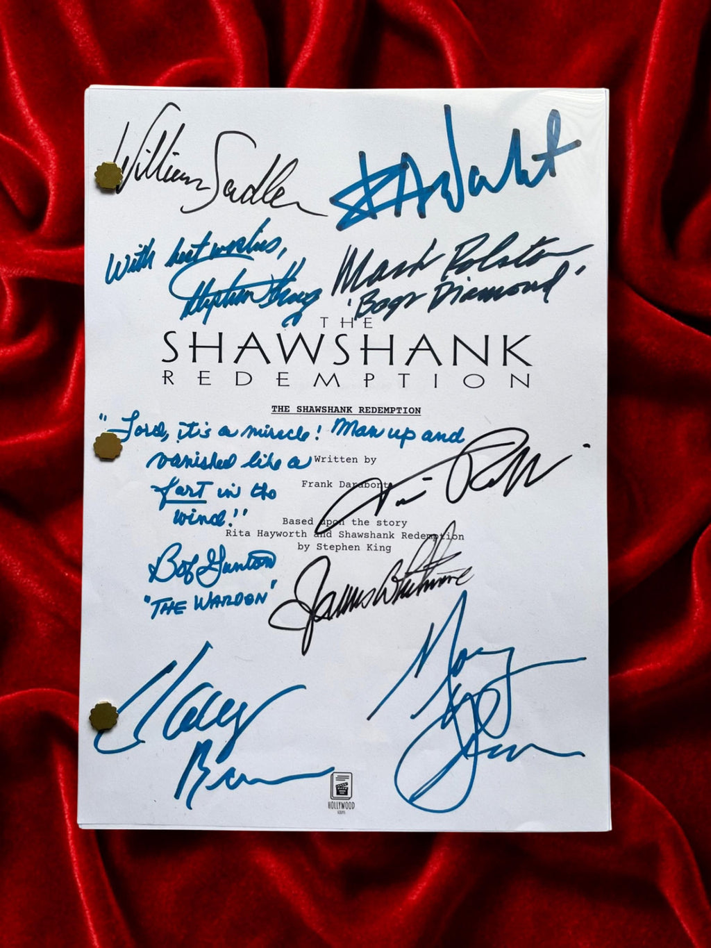 Shawshank Redemption, Signed Movie Script, Full Screenplay Reproduction + Cast Autographs, Morgan Freeman