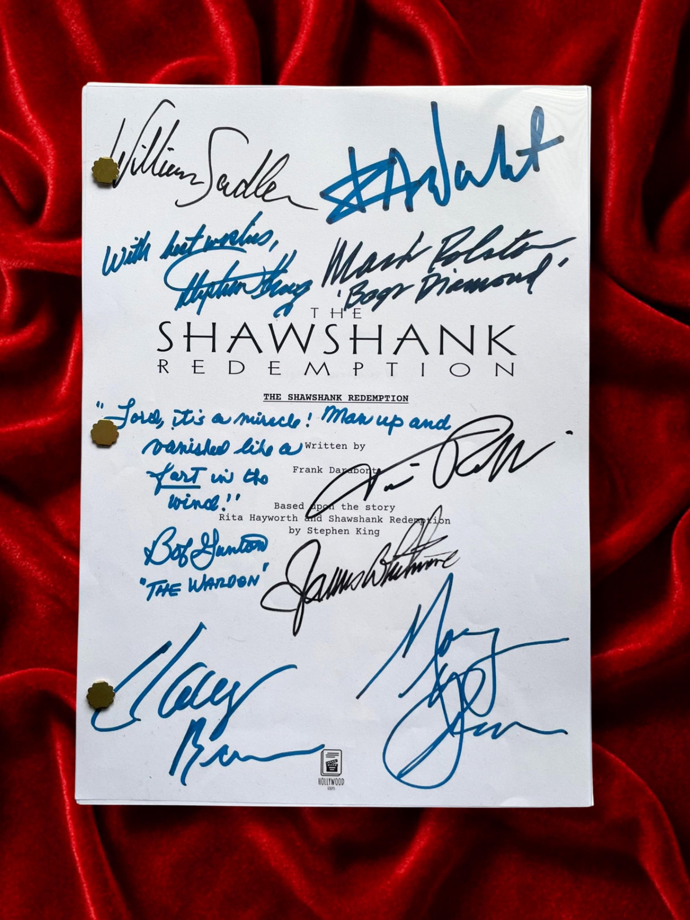 Shawshank Redemption, Signed Movie Script, Full Screenplay Reproduction + Cast Autographs, Morgan Freeman