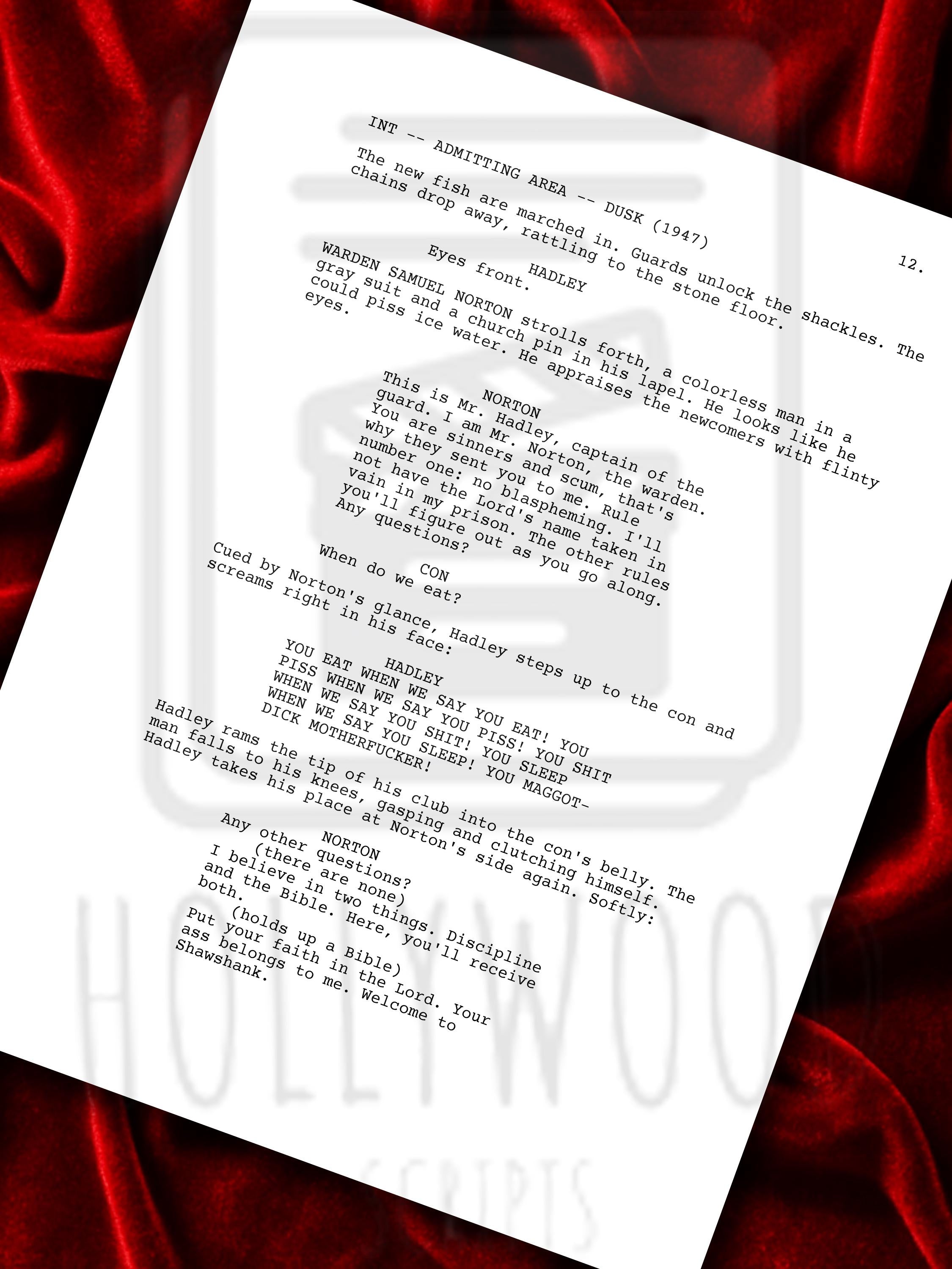 Shawshank Redemption, Signed Movie Script, Full Screenplay Reproduction + Cast Autographs, Morgan Freeman