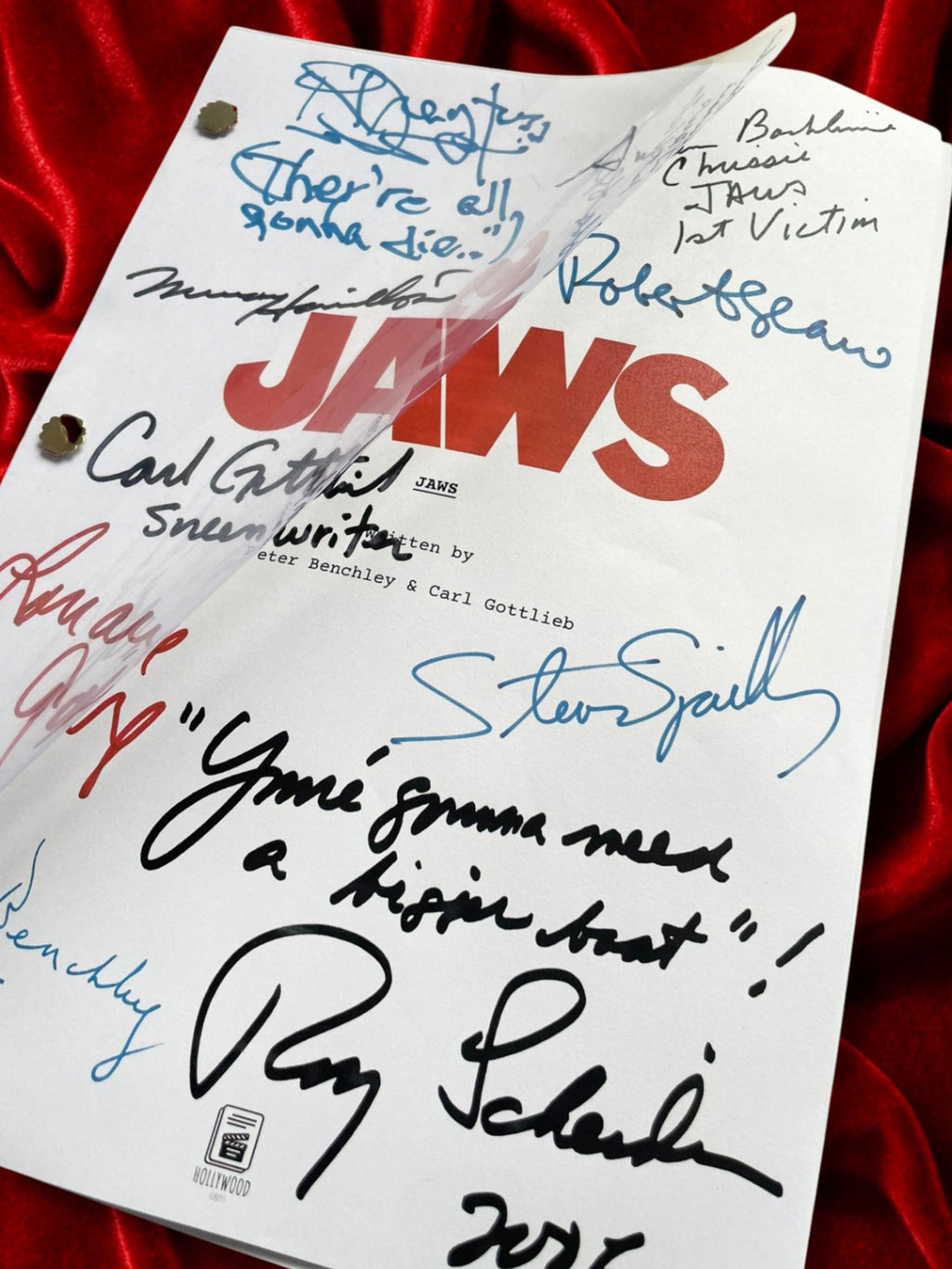JAWS, Signed Movie Script, Full Screenplay Reproduction, We're Gonna Need Bigger Boat + Cast Autographs