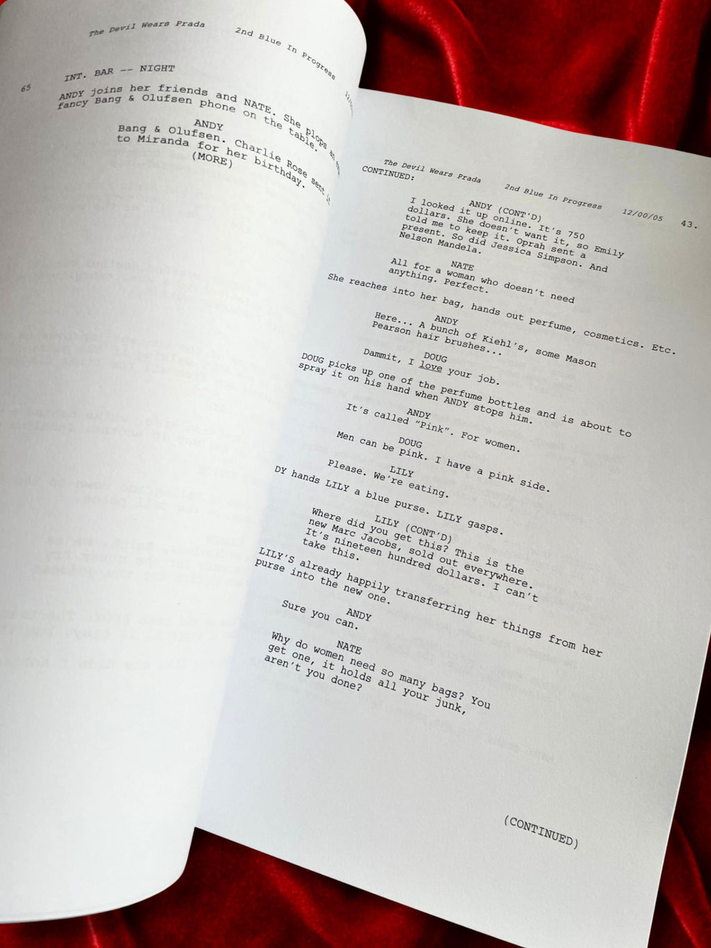 Devil Wears Prada, Signed Movie Script, Full Screenplay Reproduction + Cast Autographs