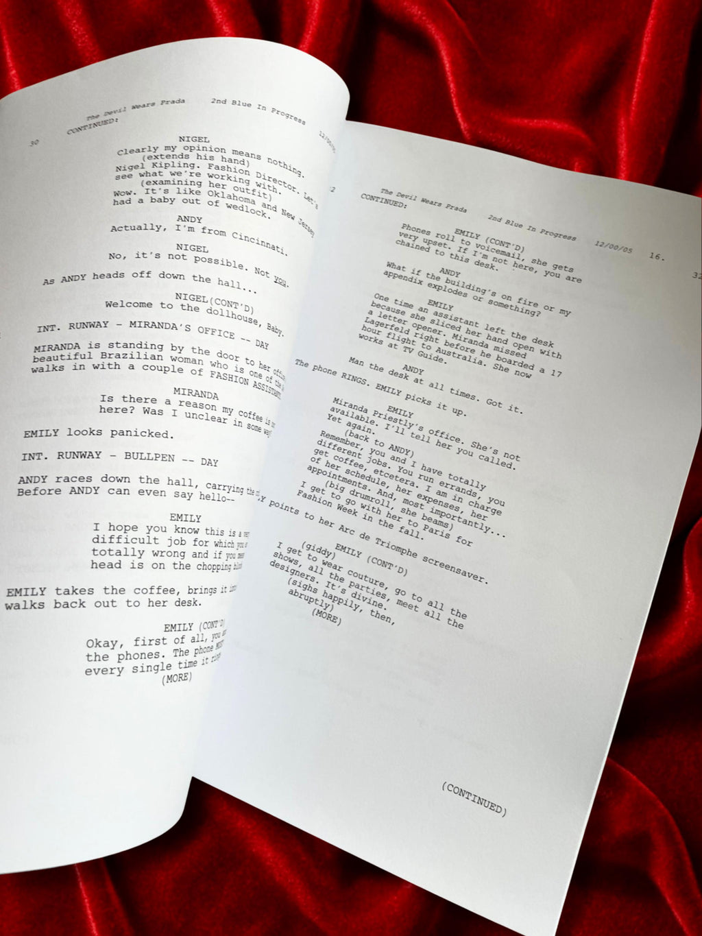 Devil Wears Prada, Signed Movie Script, Full Screenplay Reproduction + Cast Autographs
