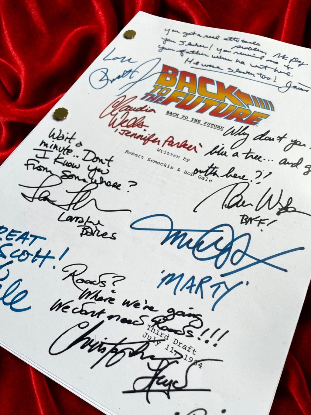 Back To The Future, Signed Movie Script, Full Screenplay Reproduction + Cast Autographs