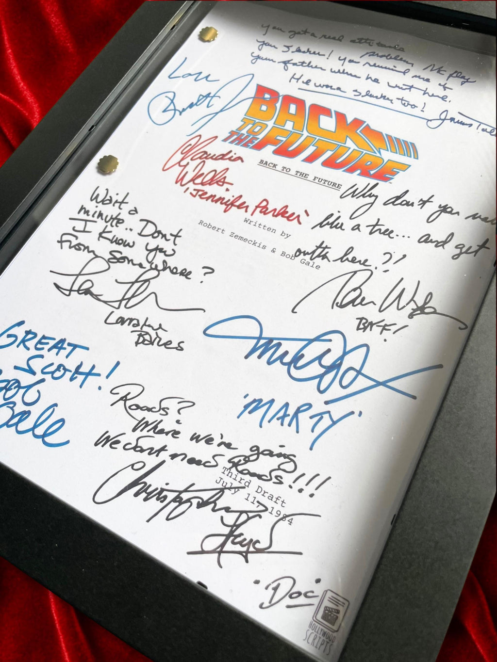 Back To The Future, Signed Movie Script, Full Screenplay Reproduction + Cast Autographs
