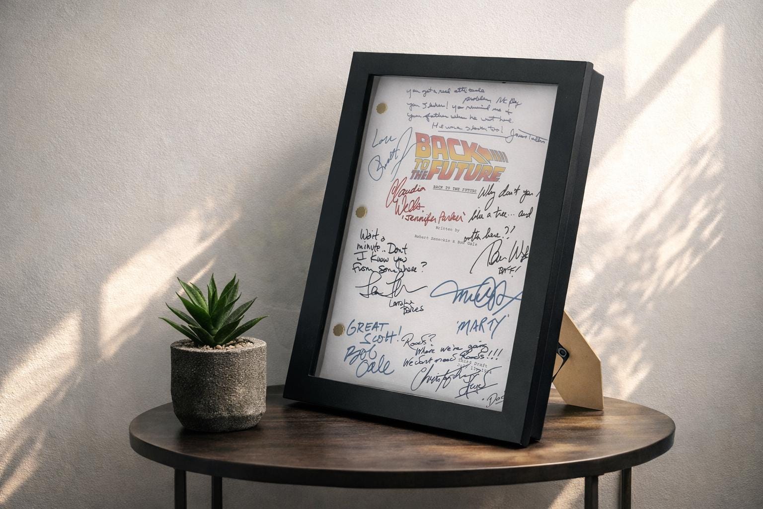Back To The Future Signed Movie Script Memorabilia with Michael J Fox, Christopher Lloyd & Cast Autographs
