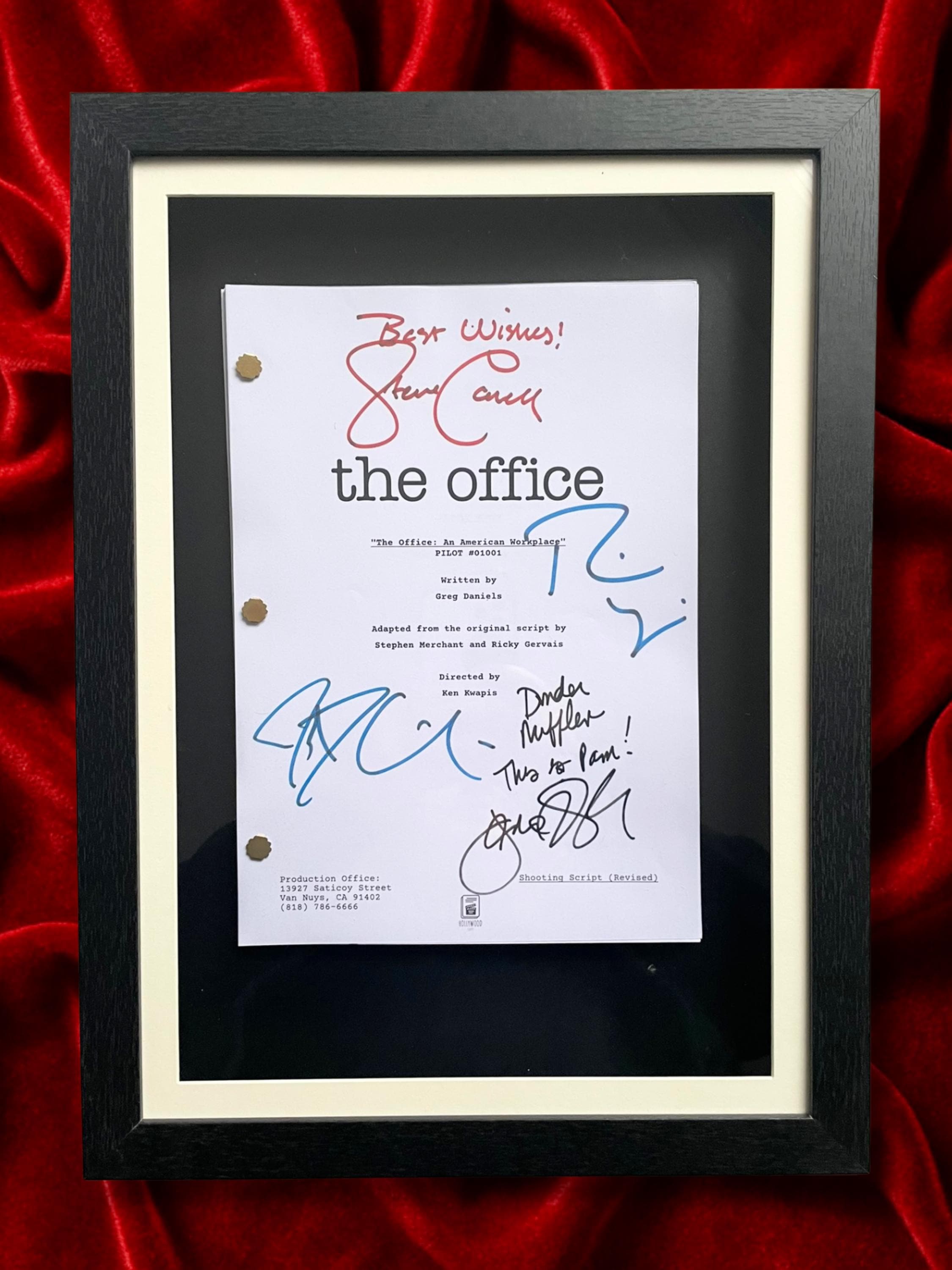 The Office Signed TV Pilot Script, Full Screenplay Framed Reproduction + Cast Autographs, Dunder Mifflin, Jim & Pam