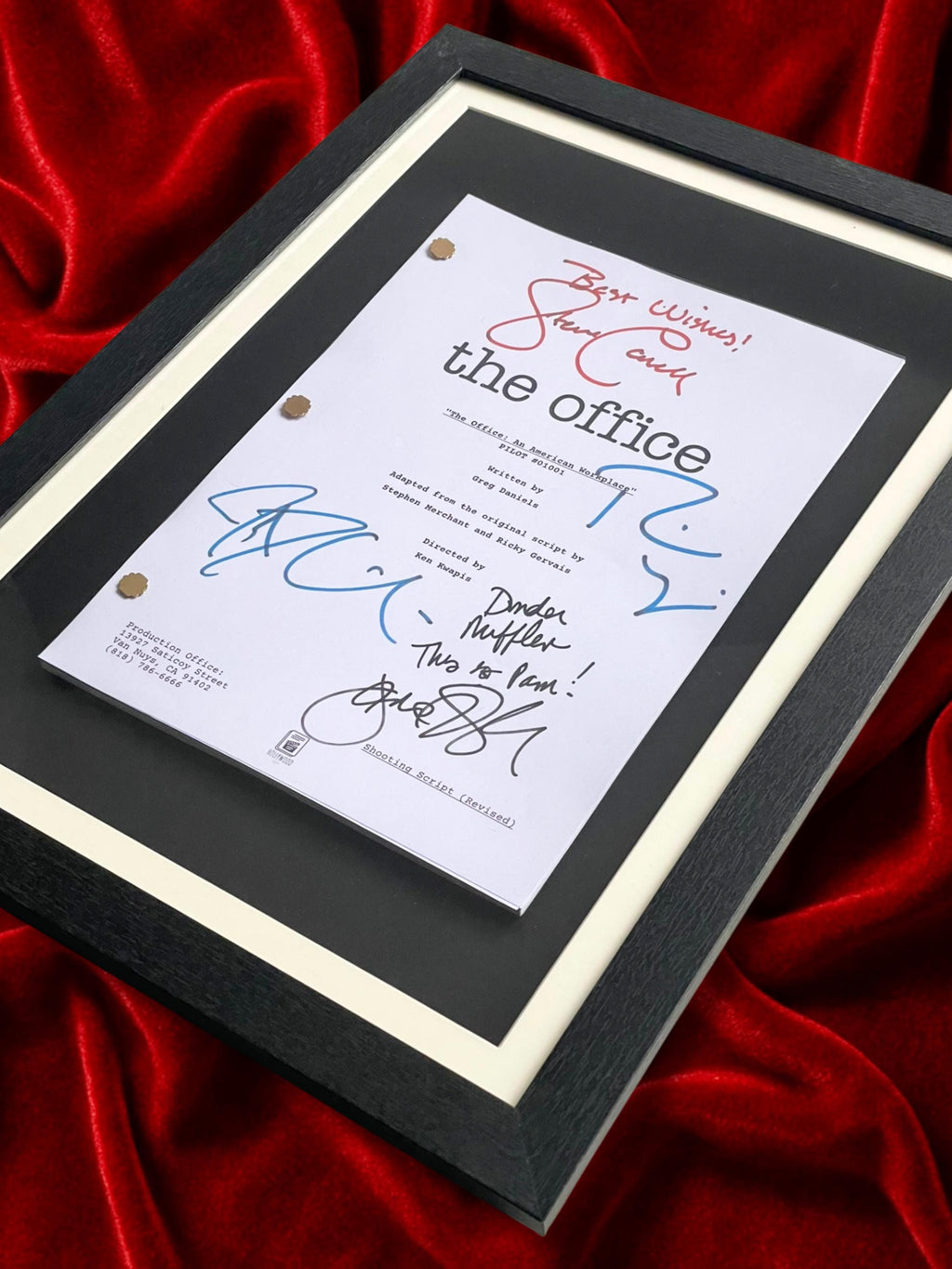 The Office Signed TV Pilot Script, Full Screenplay Framed Reproduction + Cast Autographs, Dunder Mifflin, Jim & Pam