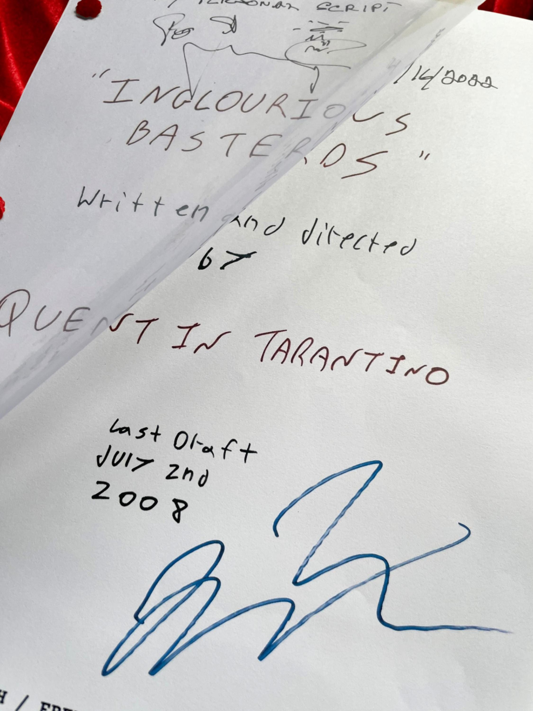 Inglourious Basterds, Movie Script, Screenplay, Signatures, Autograph, Birthday Gift, Movie Lovers Gifts, Movie Props, Quentin Tarantino