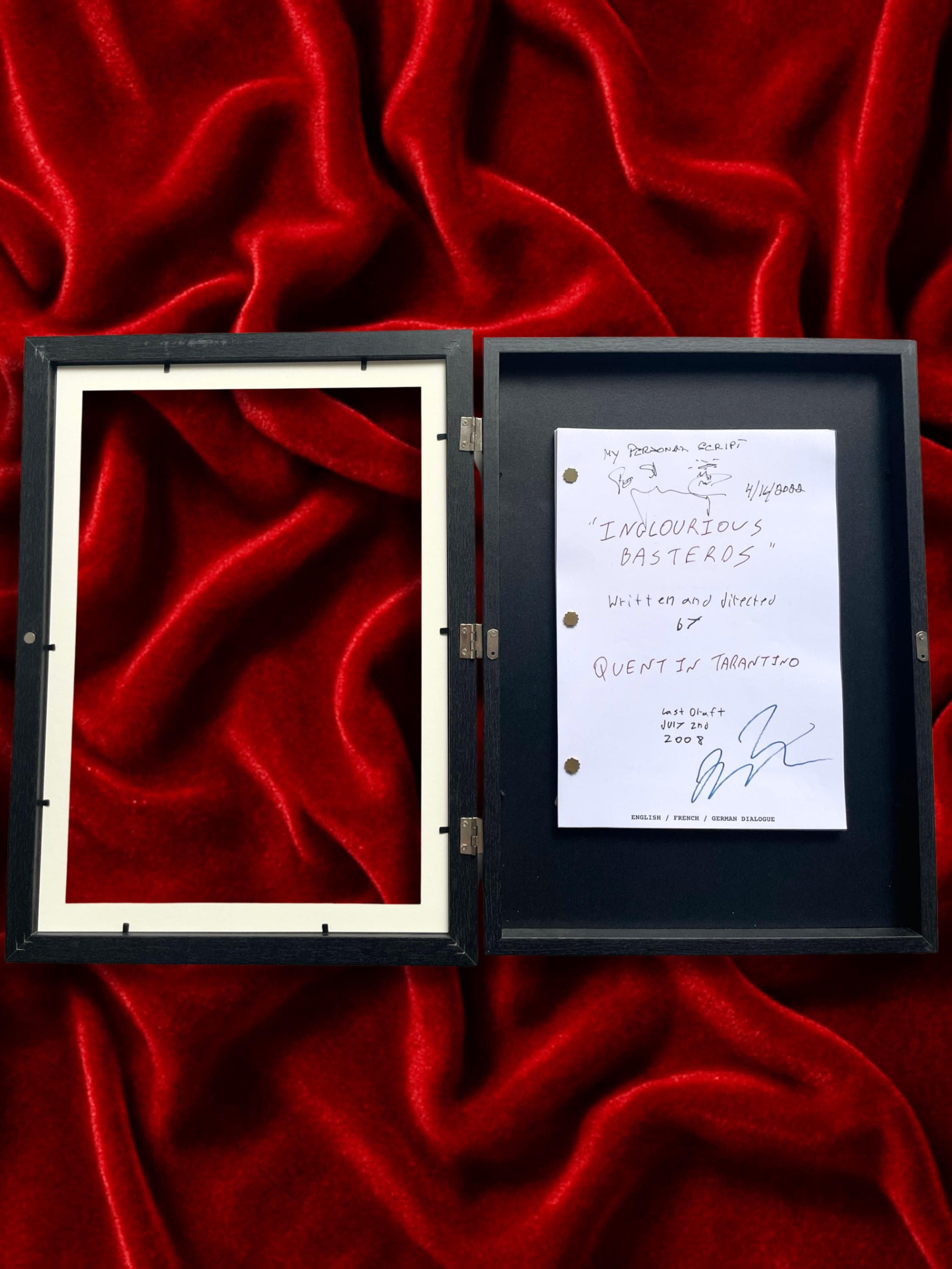 Inglourious Basterds, Signed Movie Script, Full Screenplay Framed Reproduction, Quentin Tarantino + Cast Autographs
