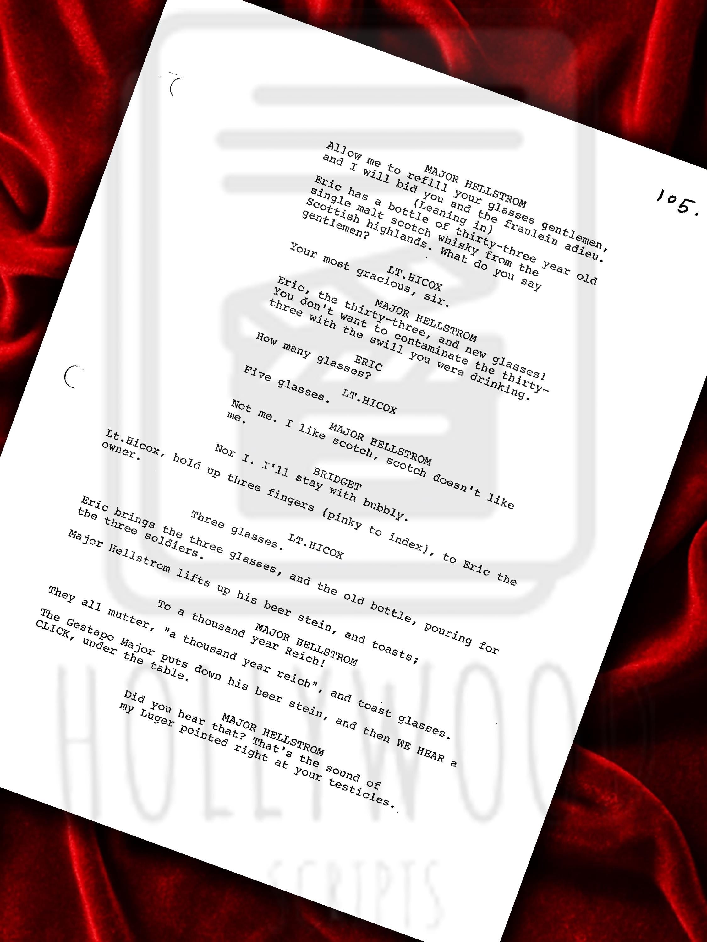 Inglourious Basterds, Signed Movie Script, Full Screenplay Framed Reproduction, Quentin Tarantino + Cast Autographs