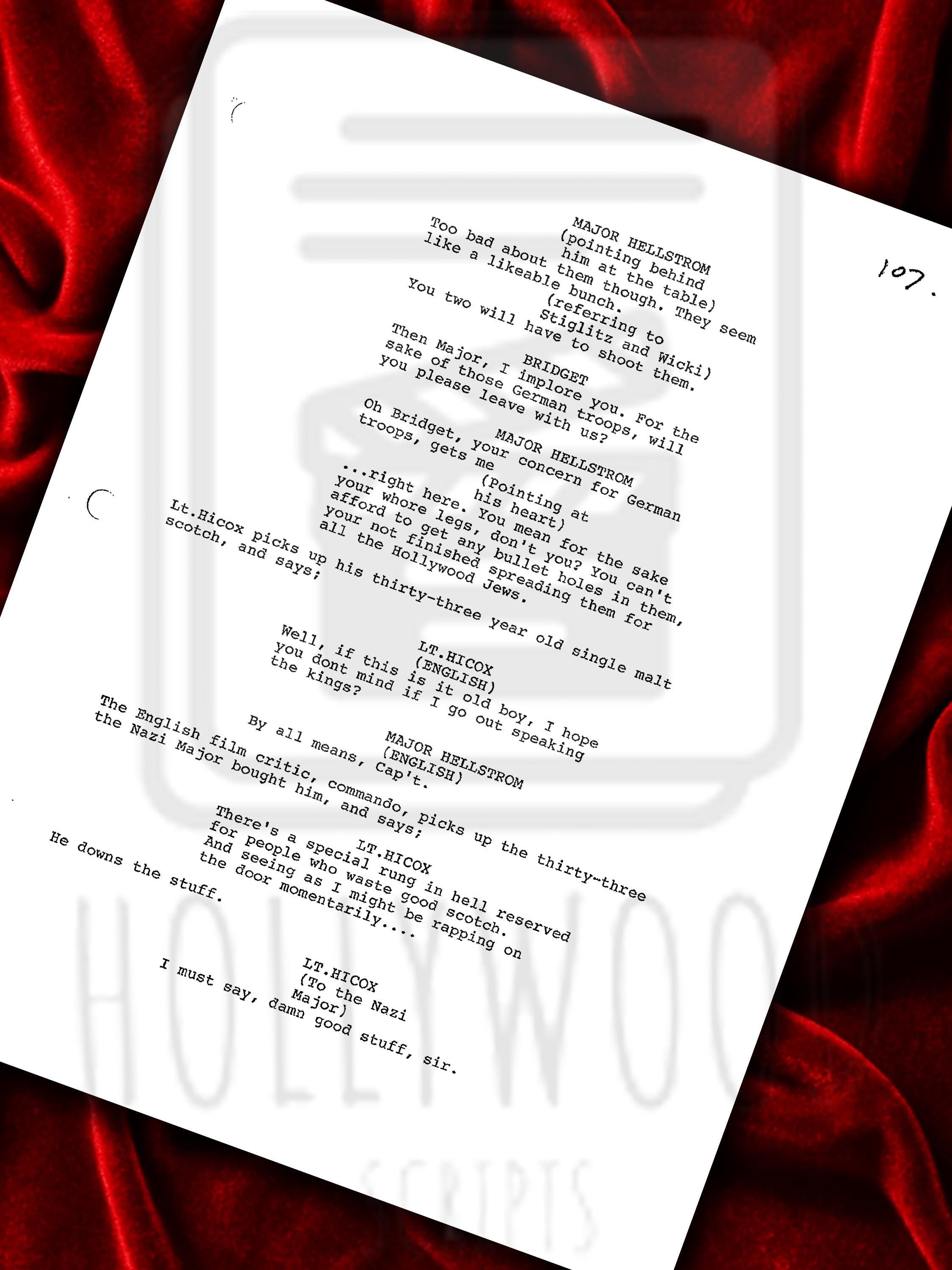 Inglourious Basterds, Signed Movie Script, Full Screenplay Reproduction, Quentin Tarantino + Cast Autographs