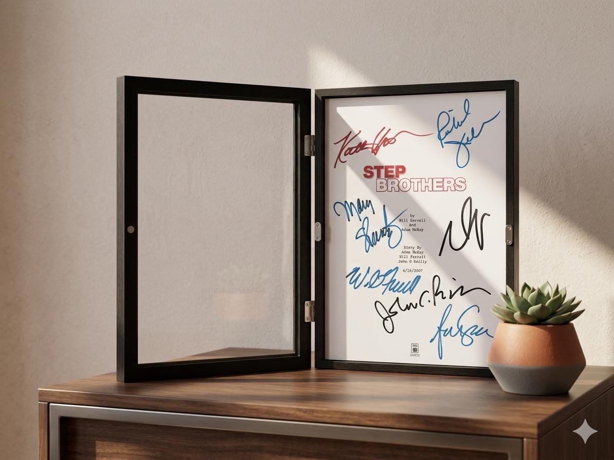 Step Brothers, Signed Movie Script, Full Screenplay Reproduction + Cast Autographs "Boats 'N Hoes" Prestige Worldwide