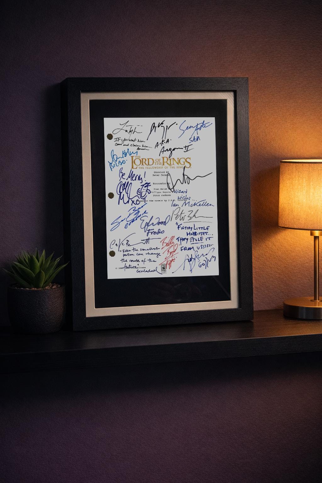 Lord of The Rings: Fellowship Of The Rings, Signed Movie Script with Elijah Wood, Orlando Bloom, Sean Bean & Cast Autographs