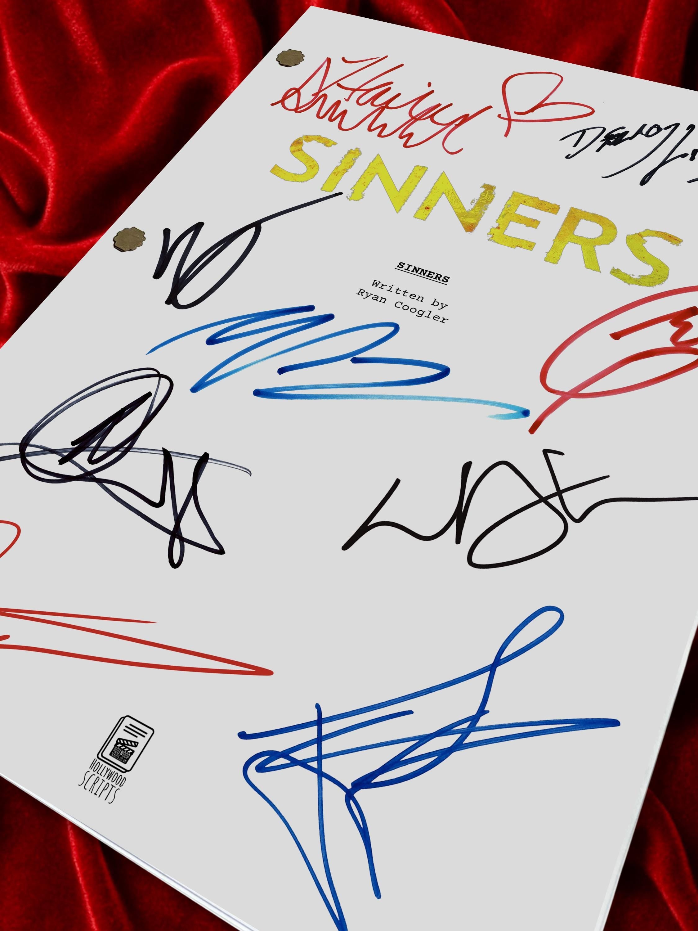Sinners Signed Movie Script, Full Screenplay Reproduction + Cast Autographs, Sinners Merch, Movie Props