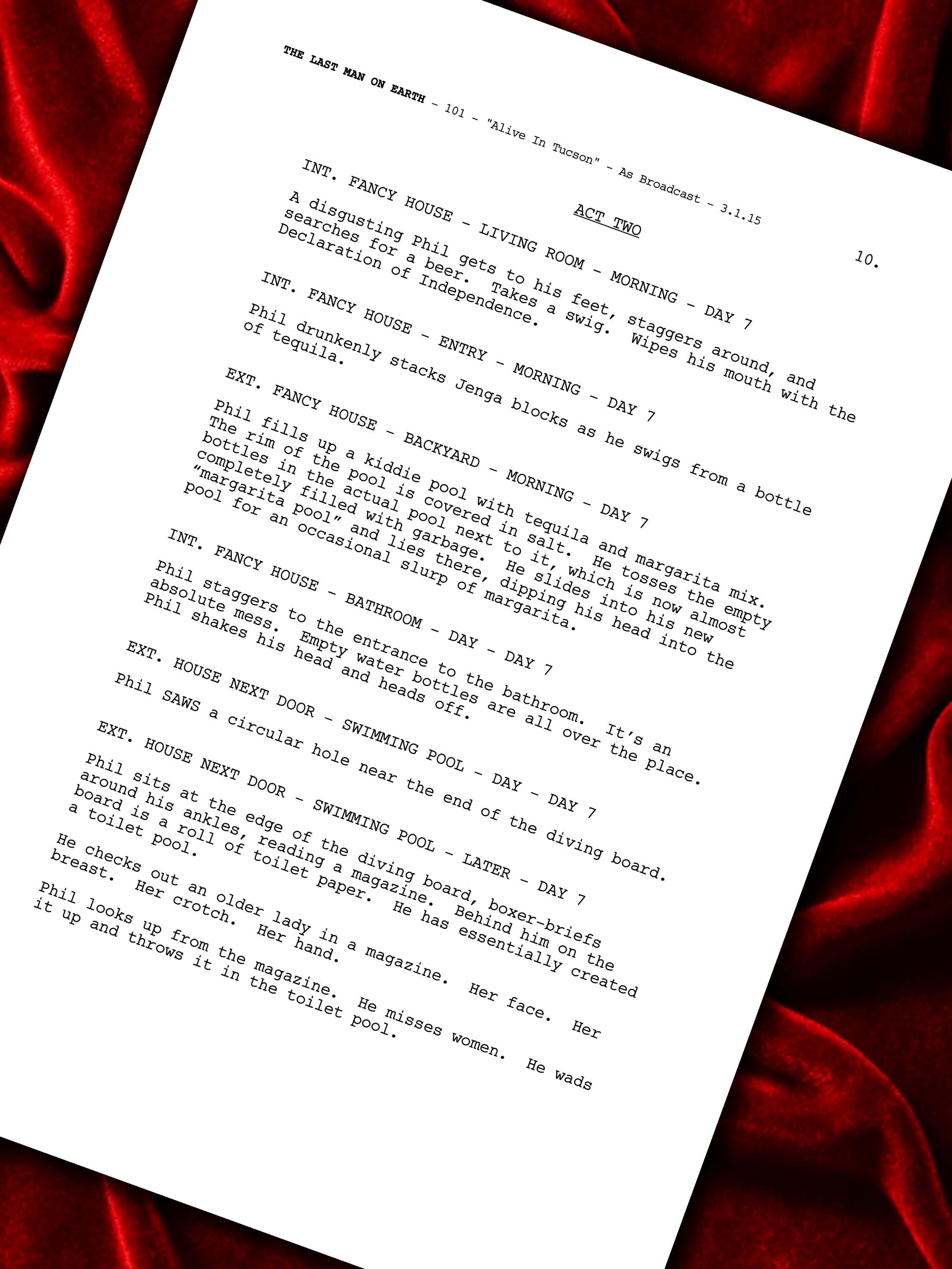 Last Man On Earth, Signed TV Pilot Script, Full Screenplay Reproduction + Cast Autographs