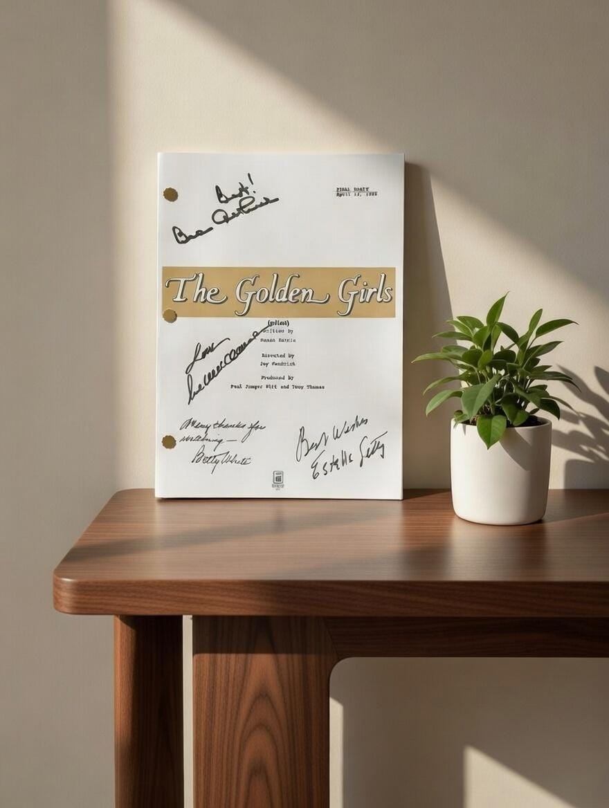 Golden Girls Signed Pilot TV Show Script with Betty White, Bea Arthur, Rue McClanahan & Estelle Getty Autographs