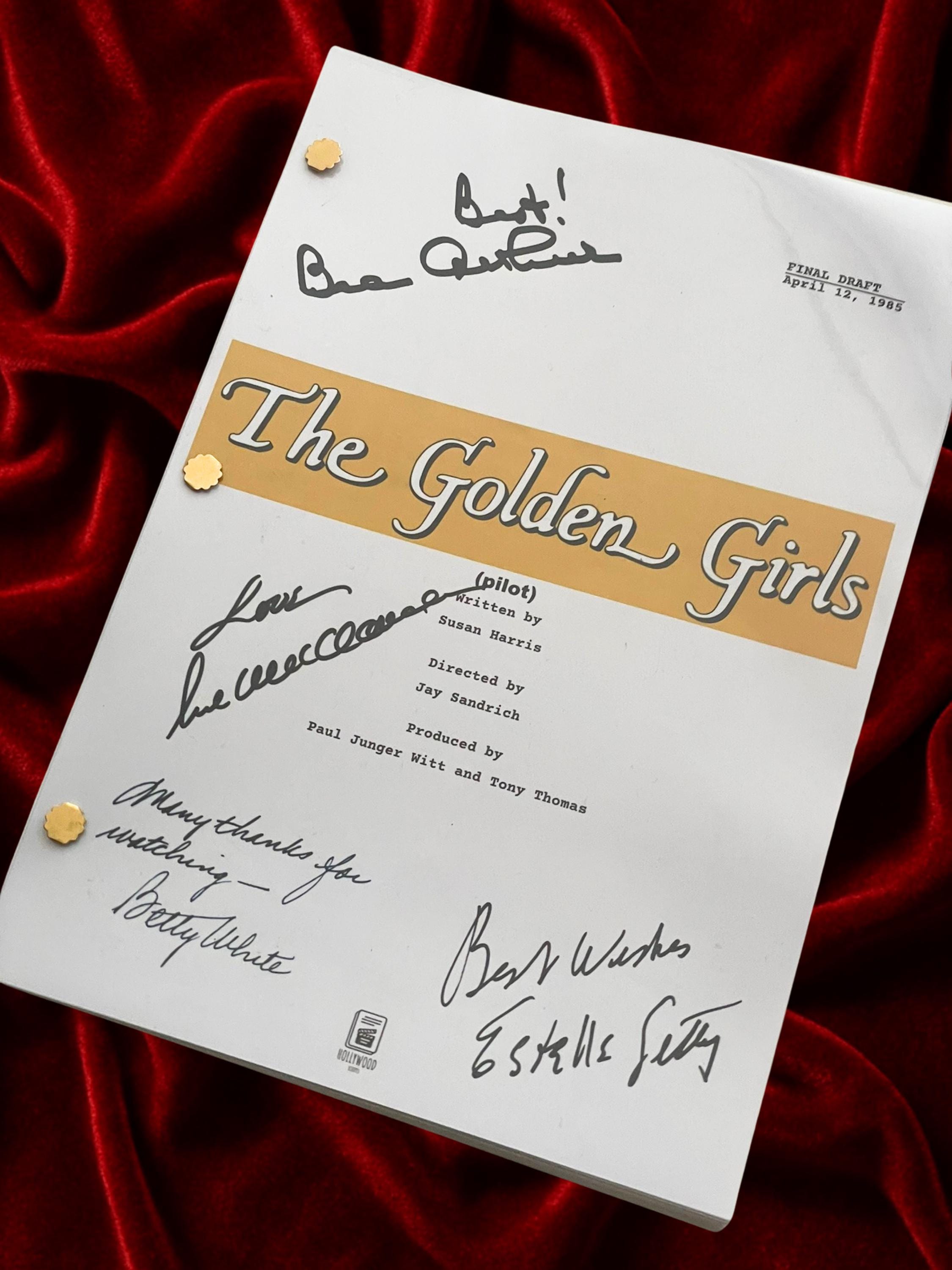 Golden Girls Signed Pilot TV Show Script with Betty White, Bea Arthur, Rue McClanahan & Estelle Getty Autographs