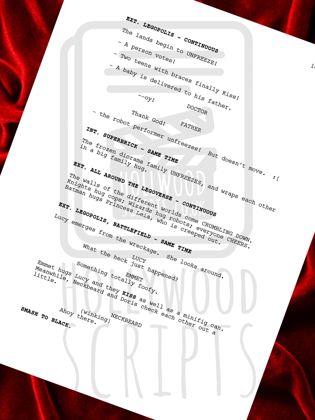 LEGO Movie, Signed TV Pilot Script, Full Screenplay Reproduction + Cast Autographs