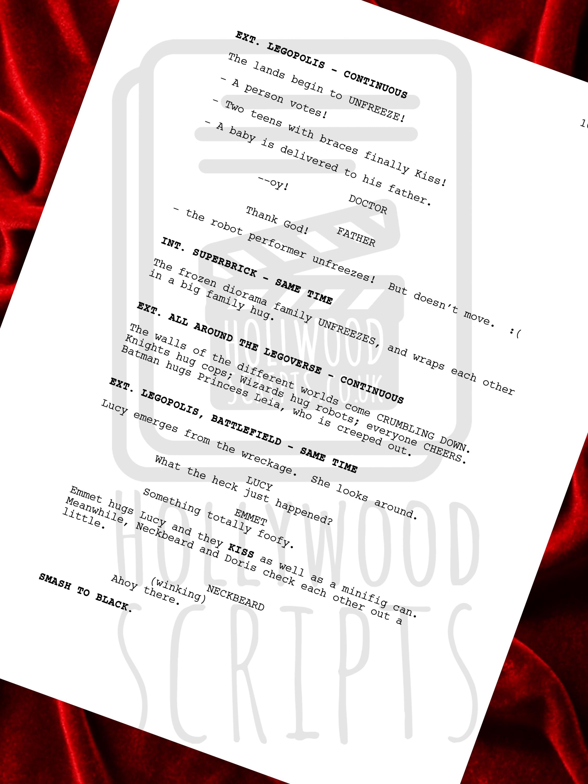 LEGO Movie, Signed TV Pilot Script, Full Screenplay Framed Reproduction + Cast Autographs