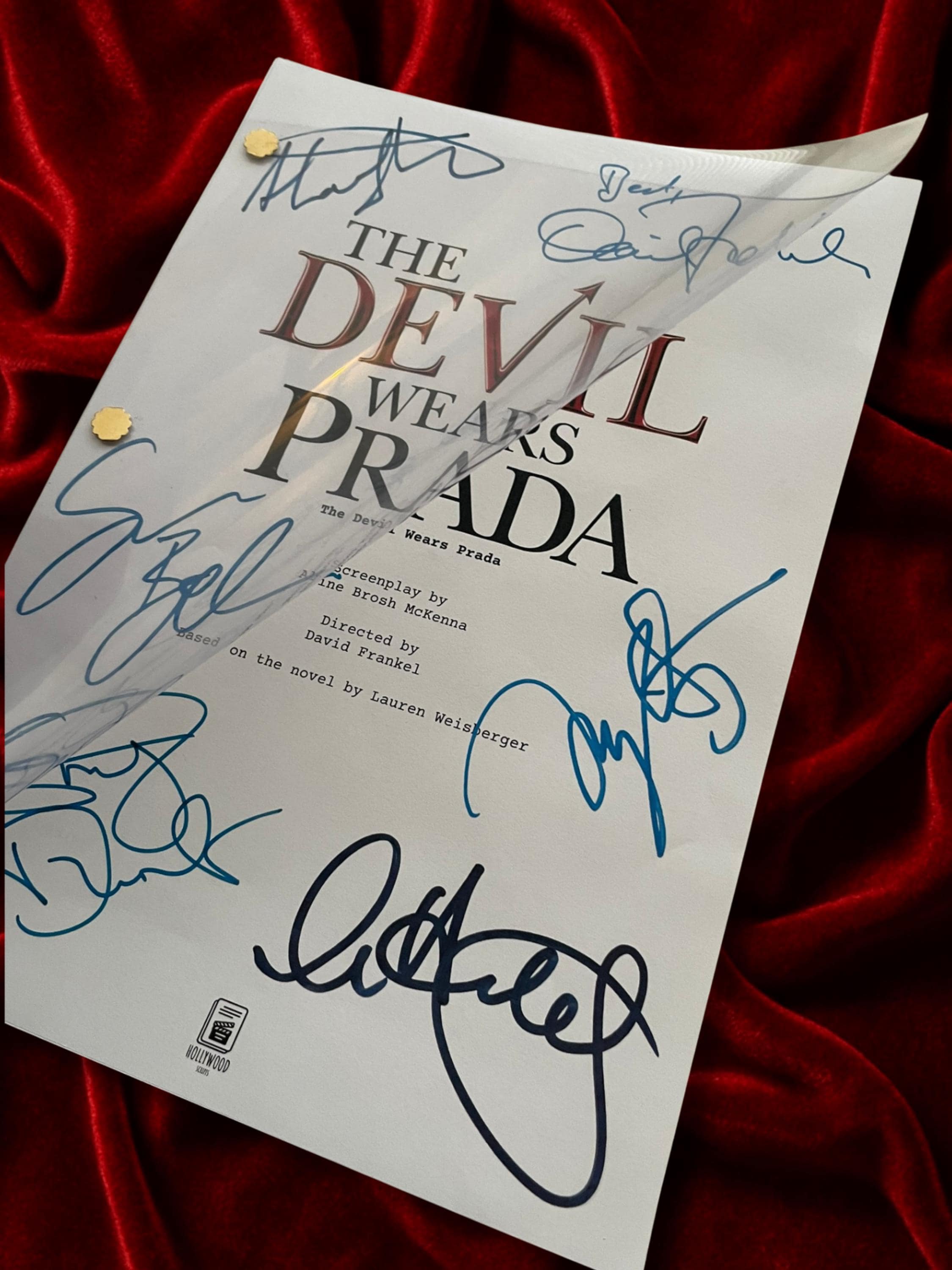 Devil Wears Prada Signed Movie Script, Full Screenplay Framed Reproduction + Cast Autographs