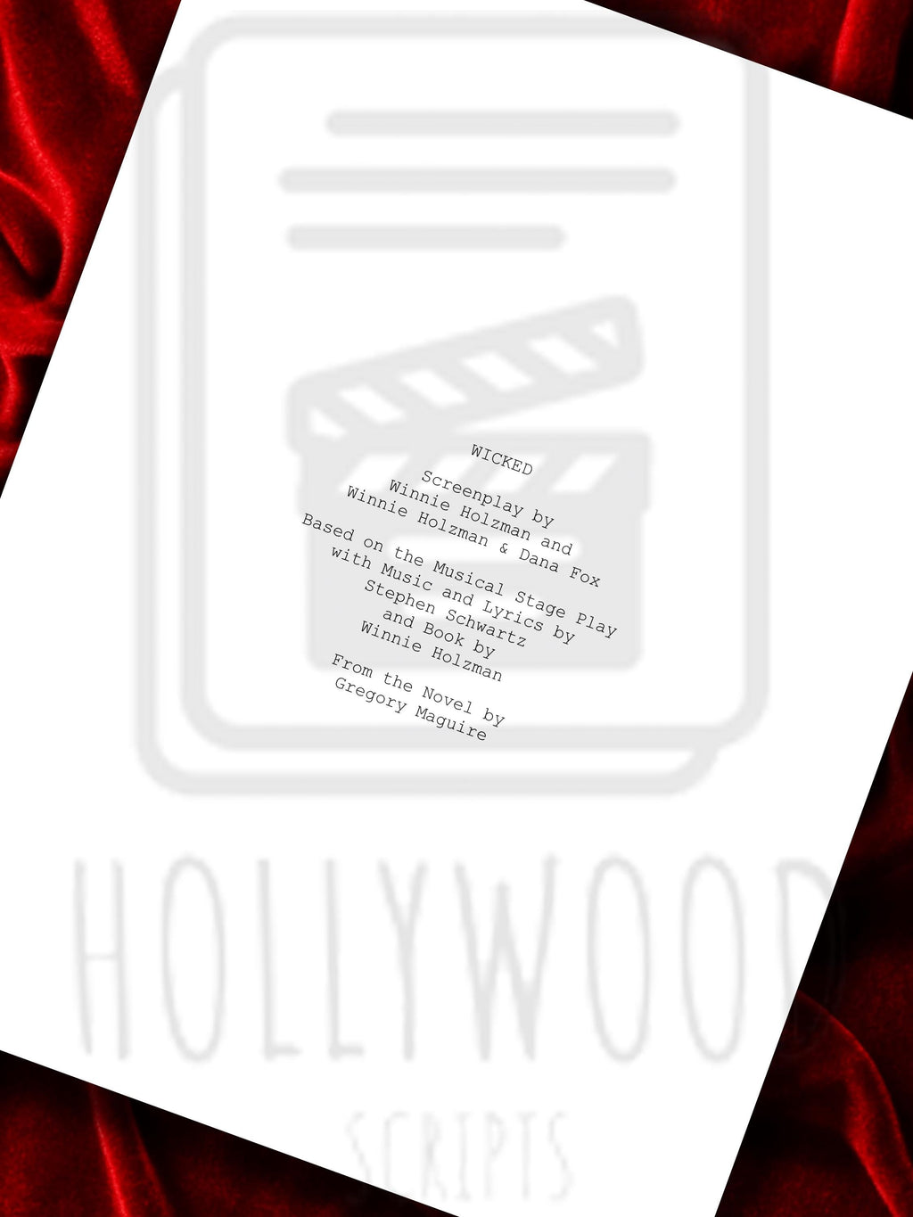 Wicked Merchandise Signed Movie Script Screenplay Reproduction