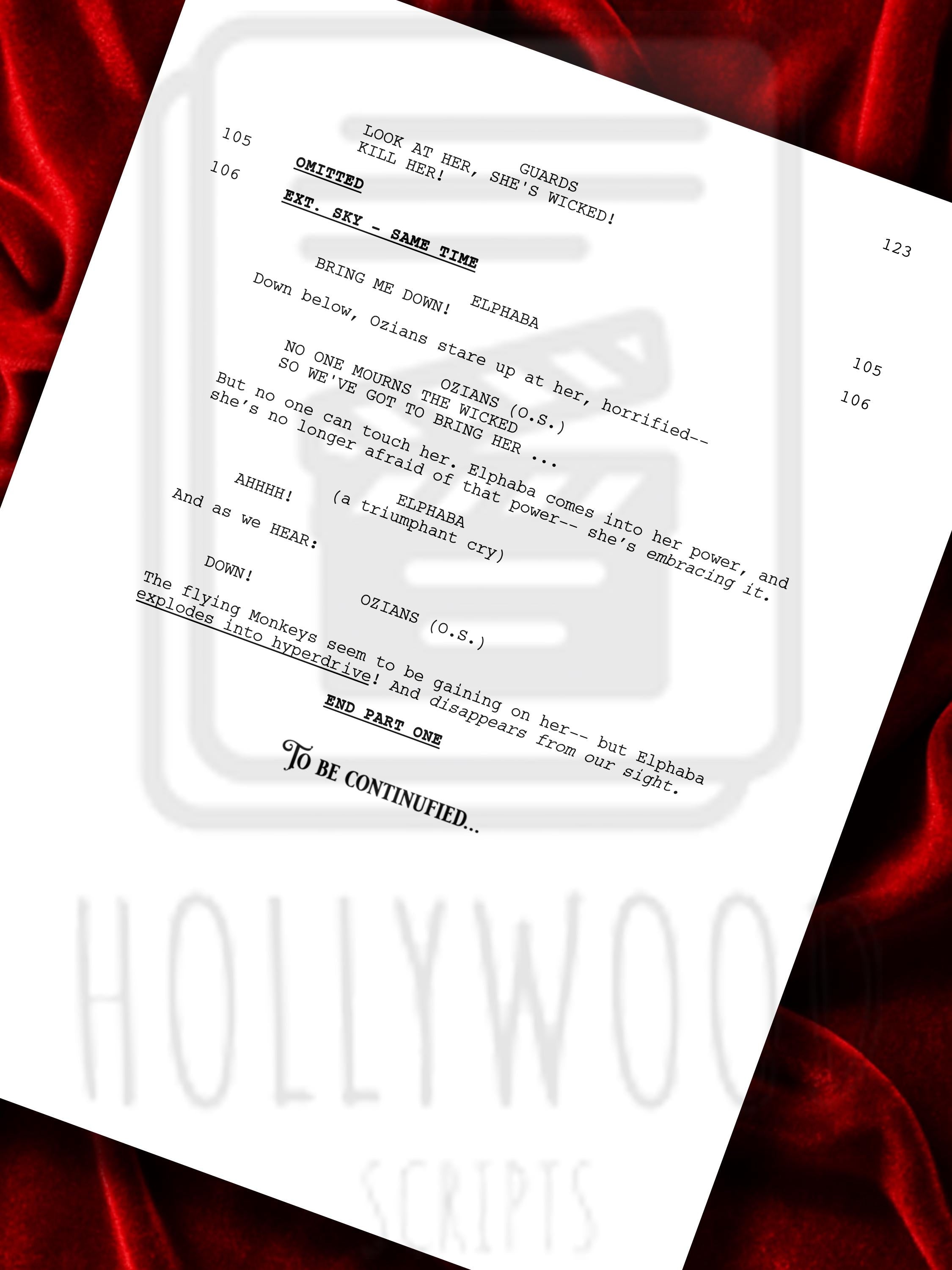 Wicked Merchandise Signed Movie Script Screenplay Reproduction