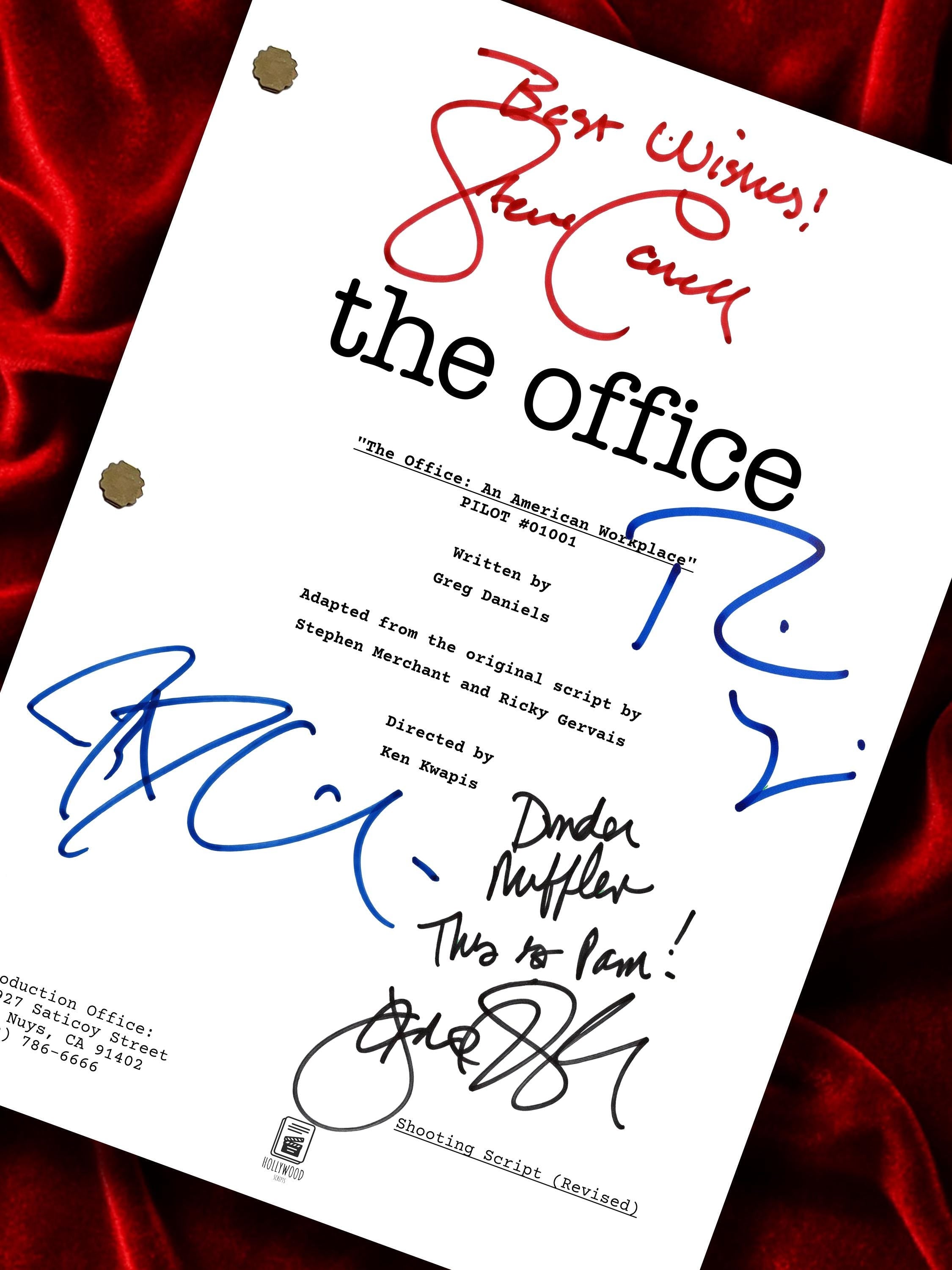 The Office US Pilot TV Show Signed Script with Steve Carell, Rainn Wilson, John Krasinski & Jenna Fischer Autographs