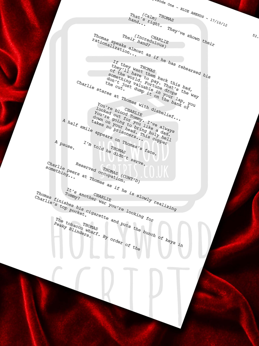 Peaky Blinders Signed TV Pilot Script, Full Screenplay Reproduction + Cast Autographs