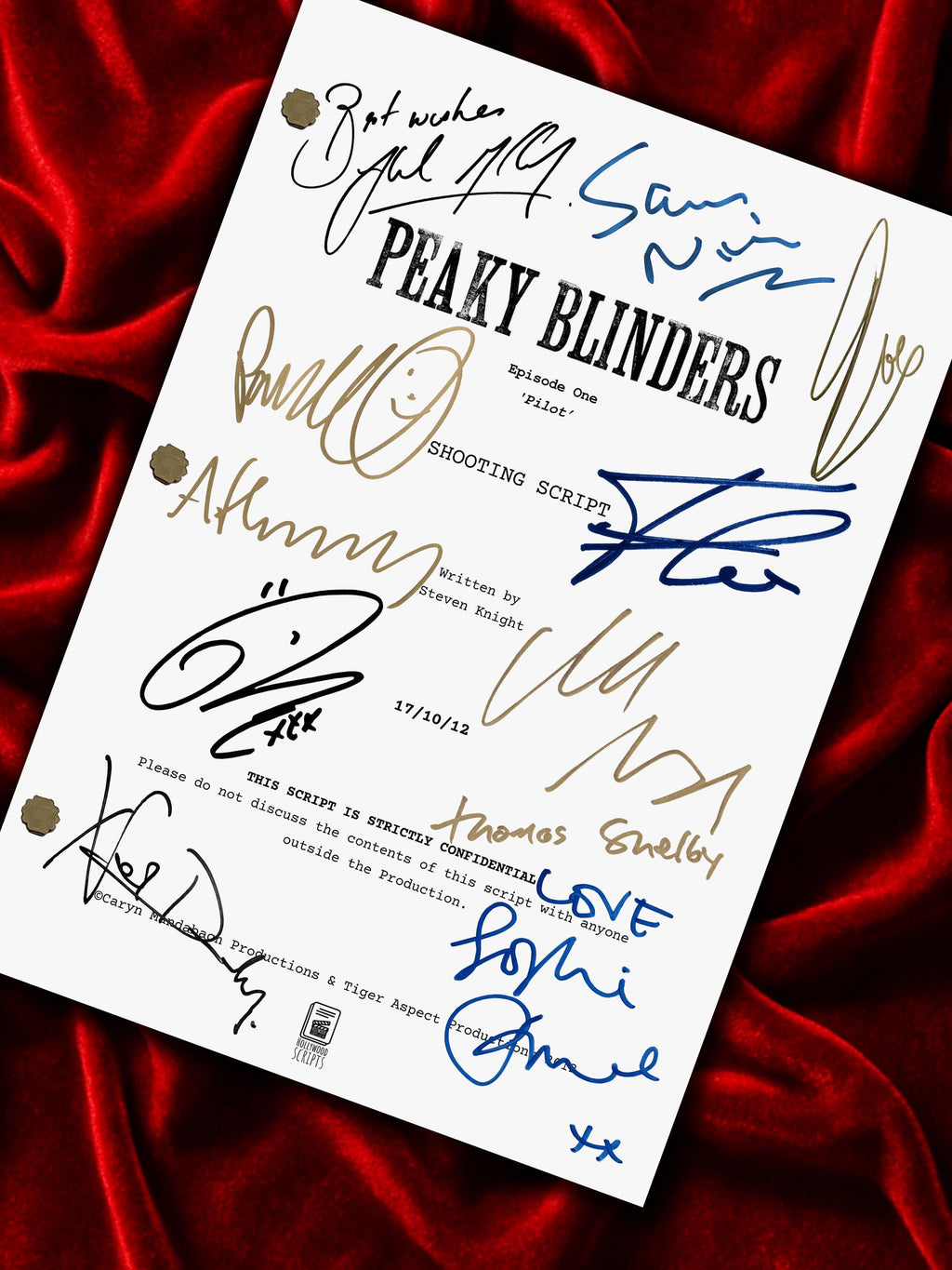 Peaky Blinders Signed TV Pilot Script, Full Screenplay Reproduction + Cast Autographs