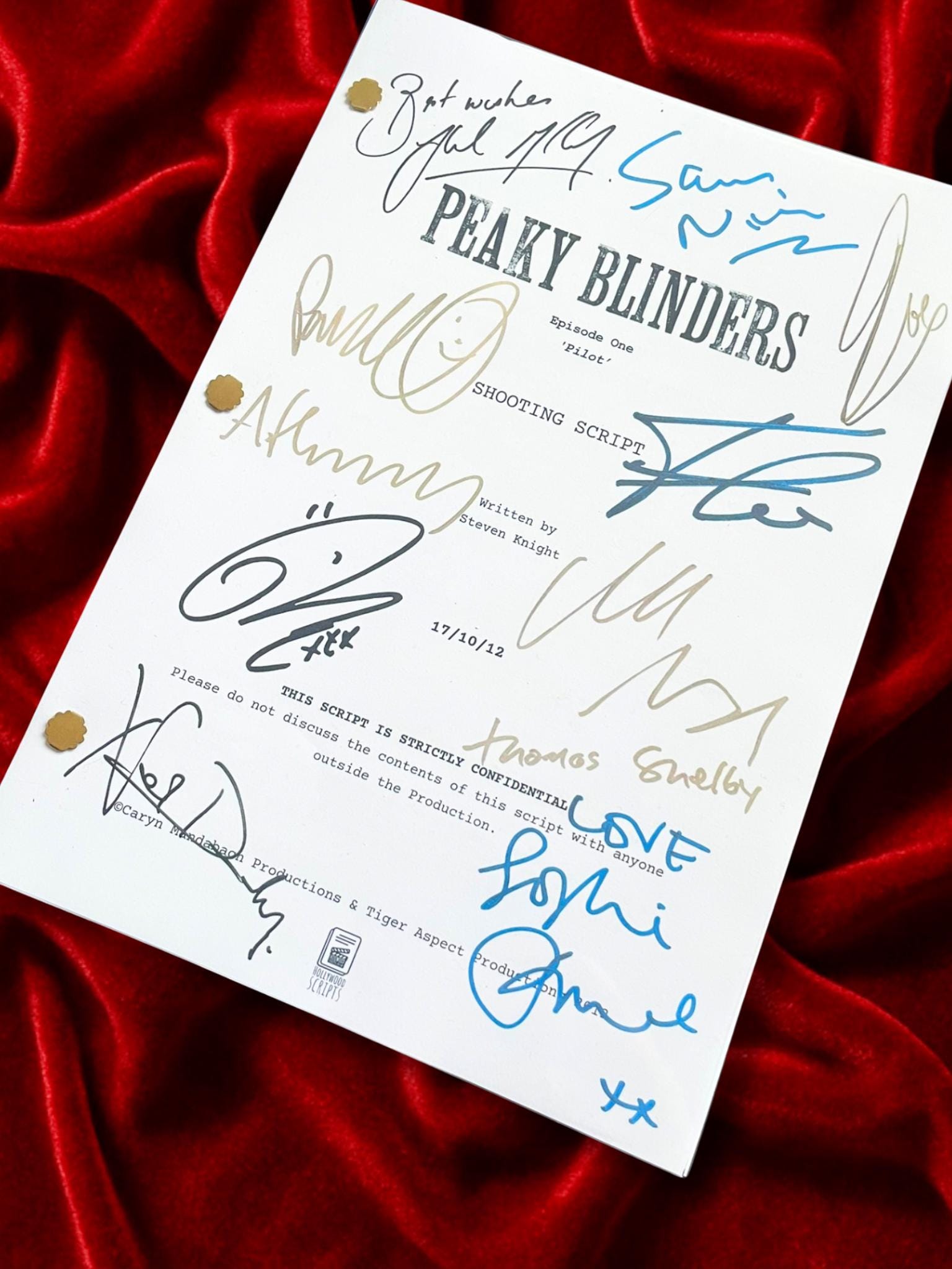 Peaky Blinders Signed TV Pilot Script, Full Screenplay Reproduction + Cast Autographs