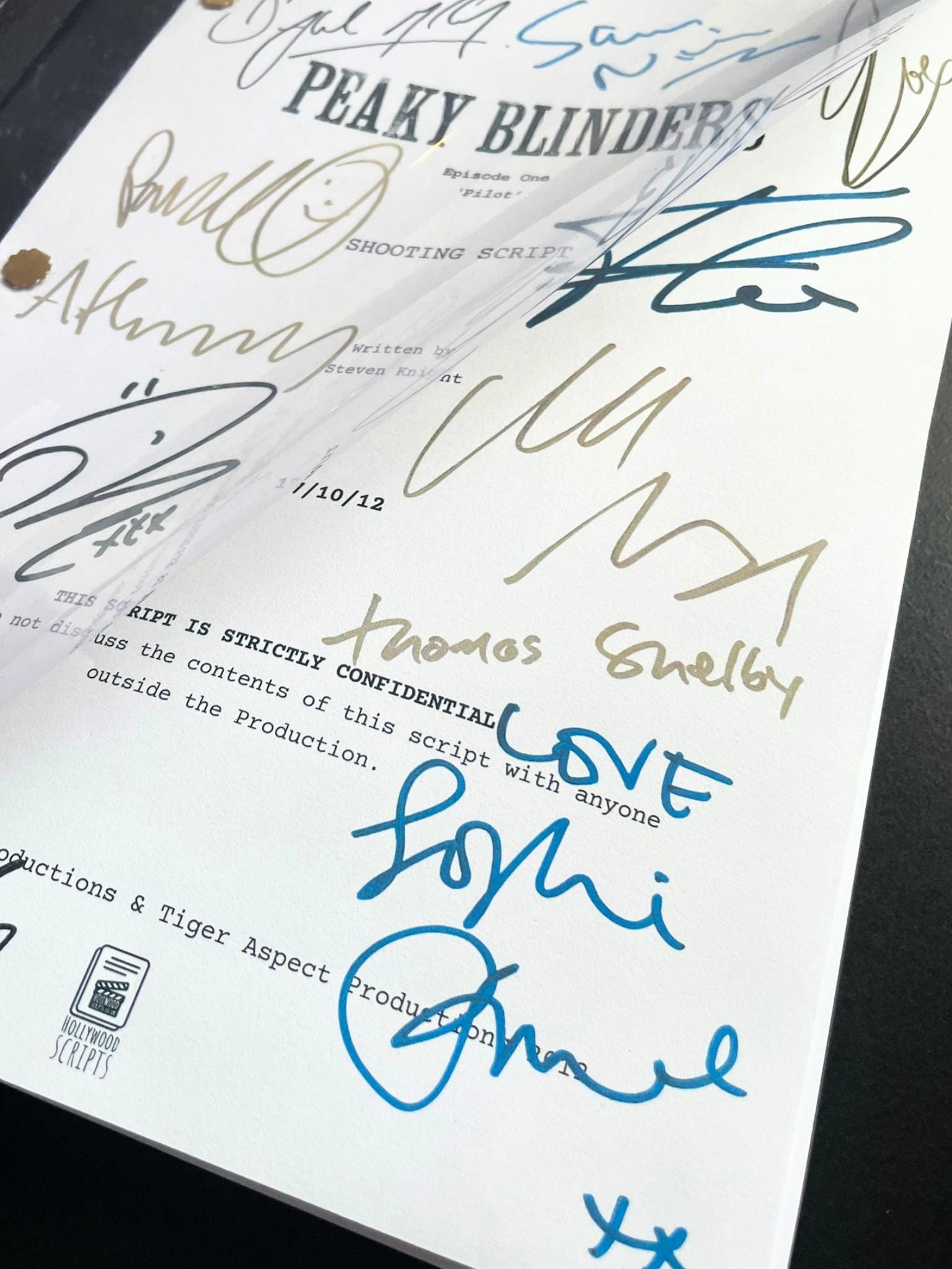 Peaky Blinders Signed TV Pilot Script, Full Screenplay Reproduction + Cast Autographs