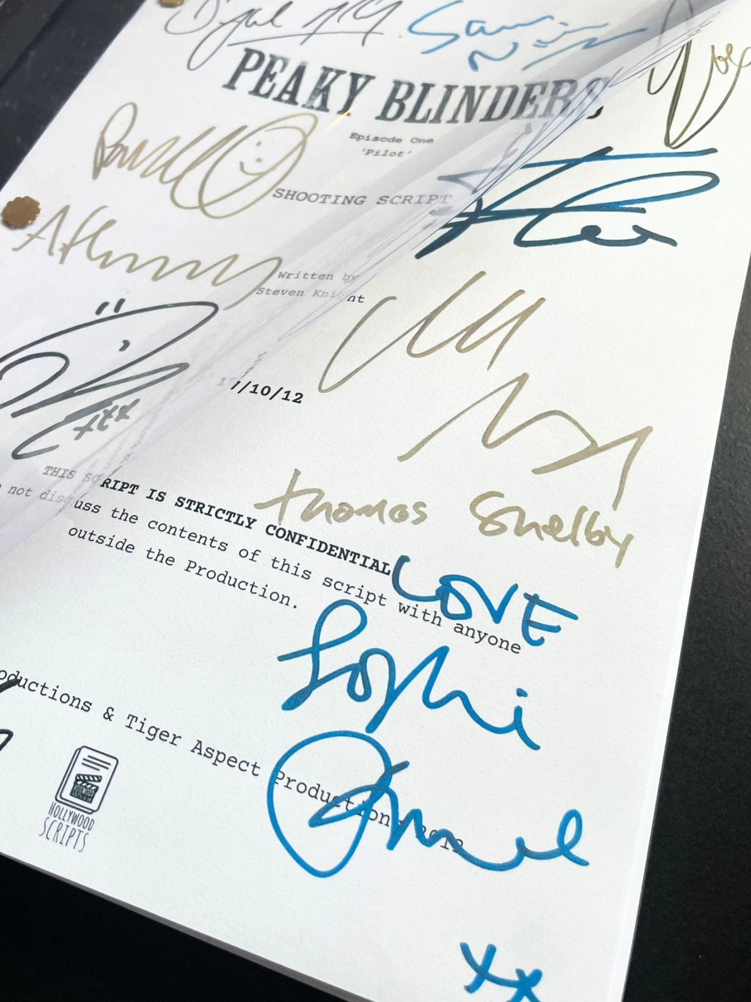 Peaky Blinders Signed TV Pilot Script, Full Screenplay Reproduction + Cast Autographs