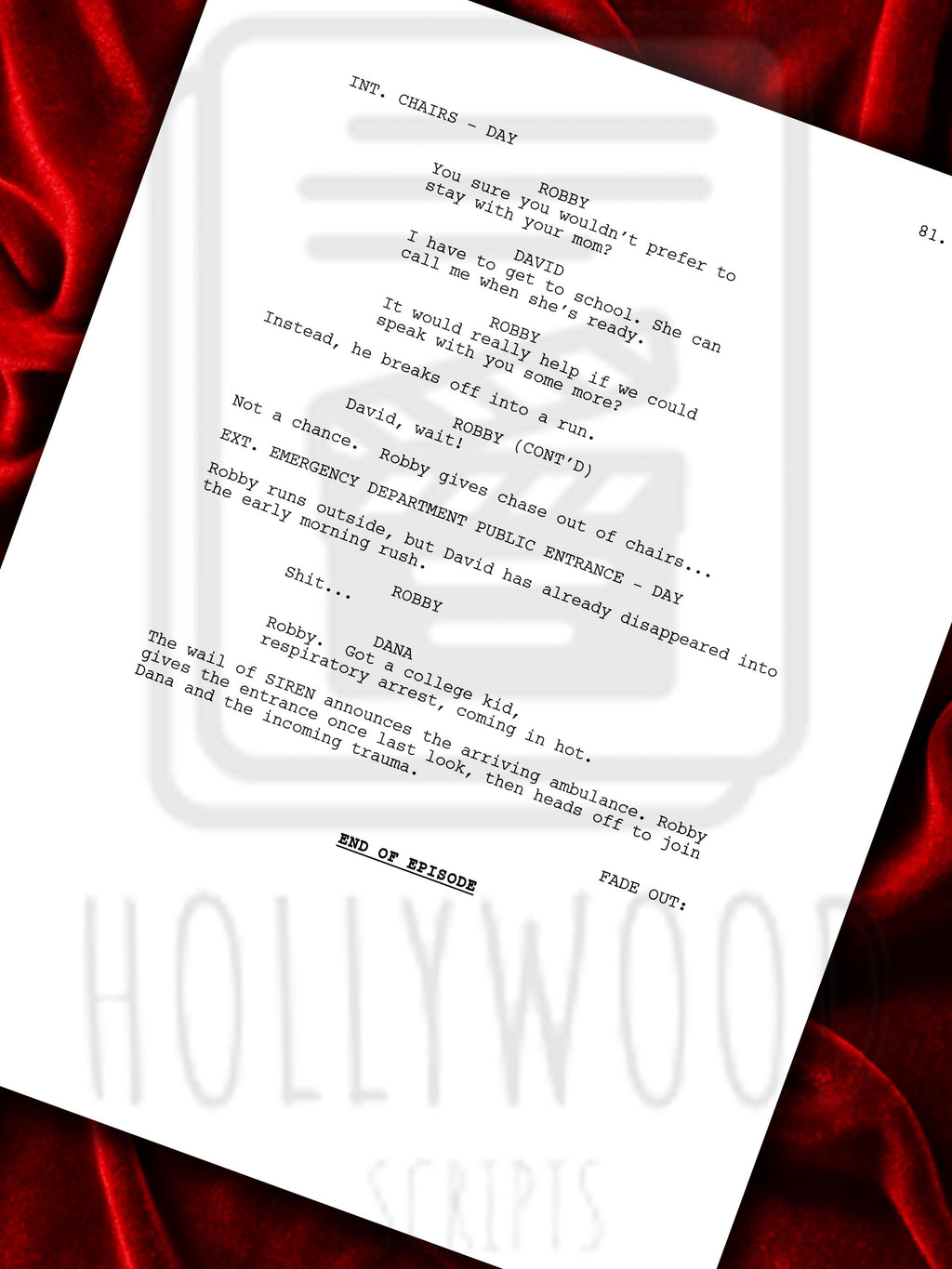 The Pitt Signed TV Pilot Script, Full Screenplay Framed Reproduction + Cast Autographs with Noah Wyle Autograph