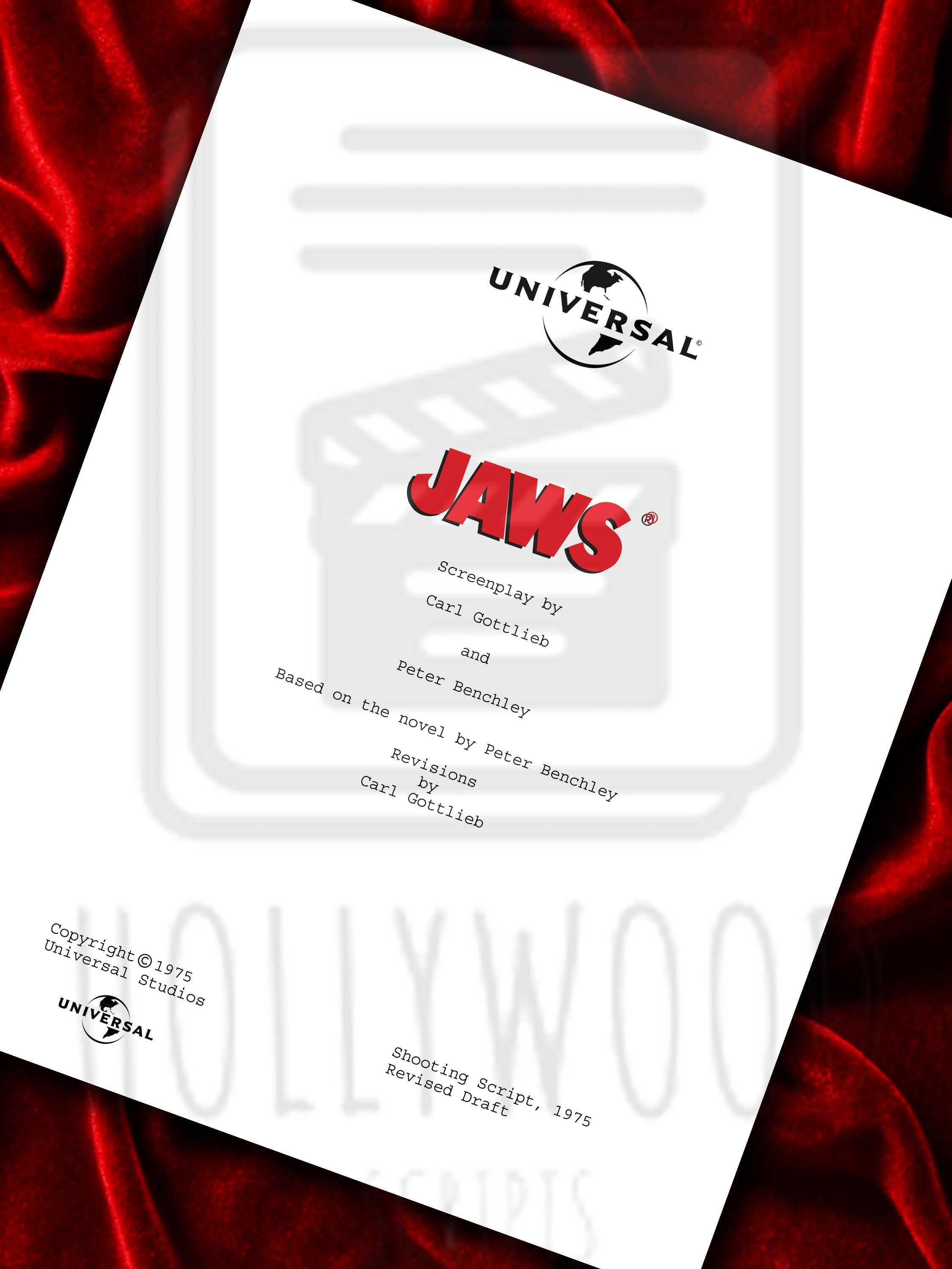 JAWS Signed Movie Script Memorabilia with Roy Scheider, Robert Shaw, Richard Dreyfuss, Steven Speilberg & Cast Autographs