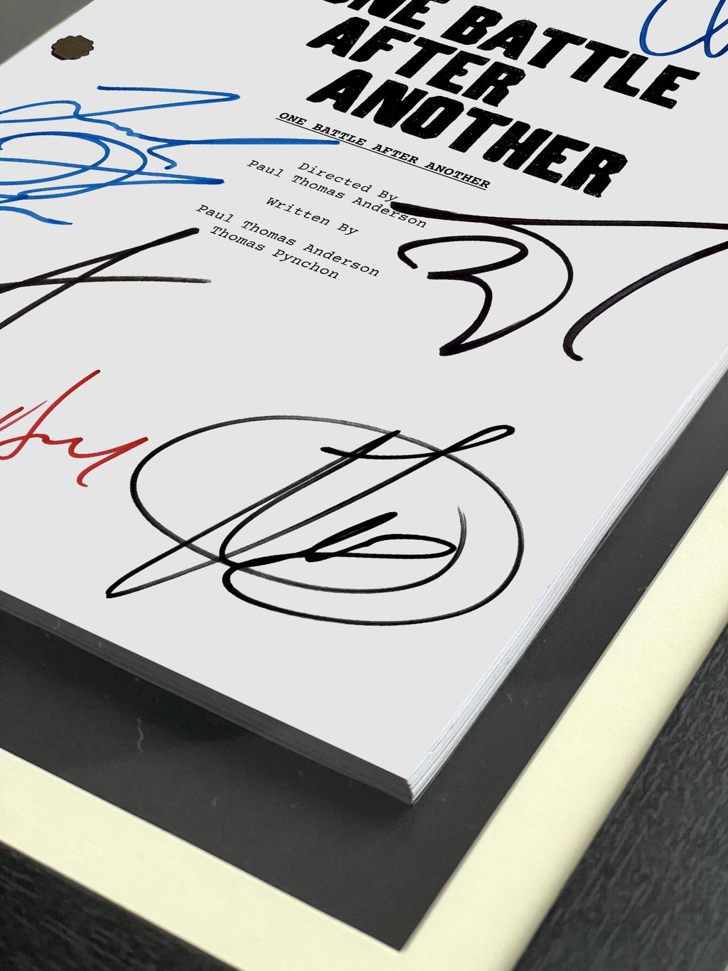 One Battle After Another, OBAA Signed Movie Script, Full Screenplay Framed Reproduction + Cast Autographs