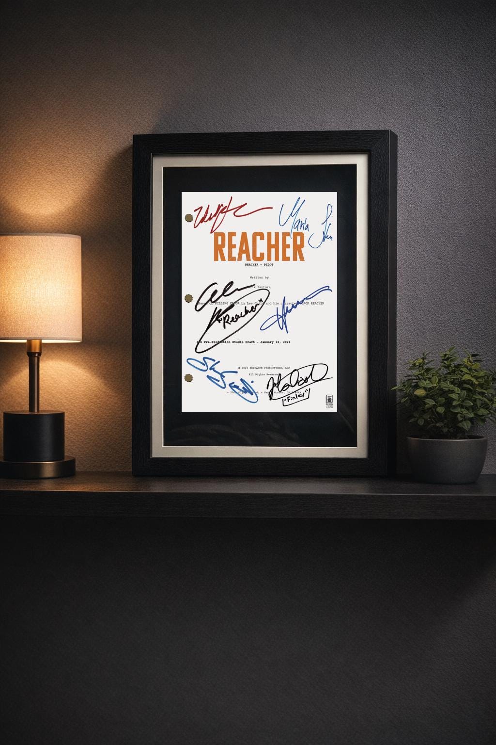 Jack Reacher, Signed TV Pilot Script, Full Screenplay Reproduction + Cast Autographs